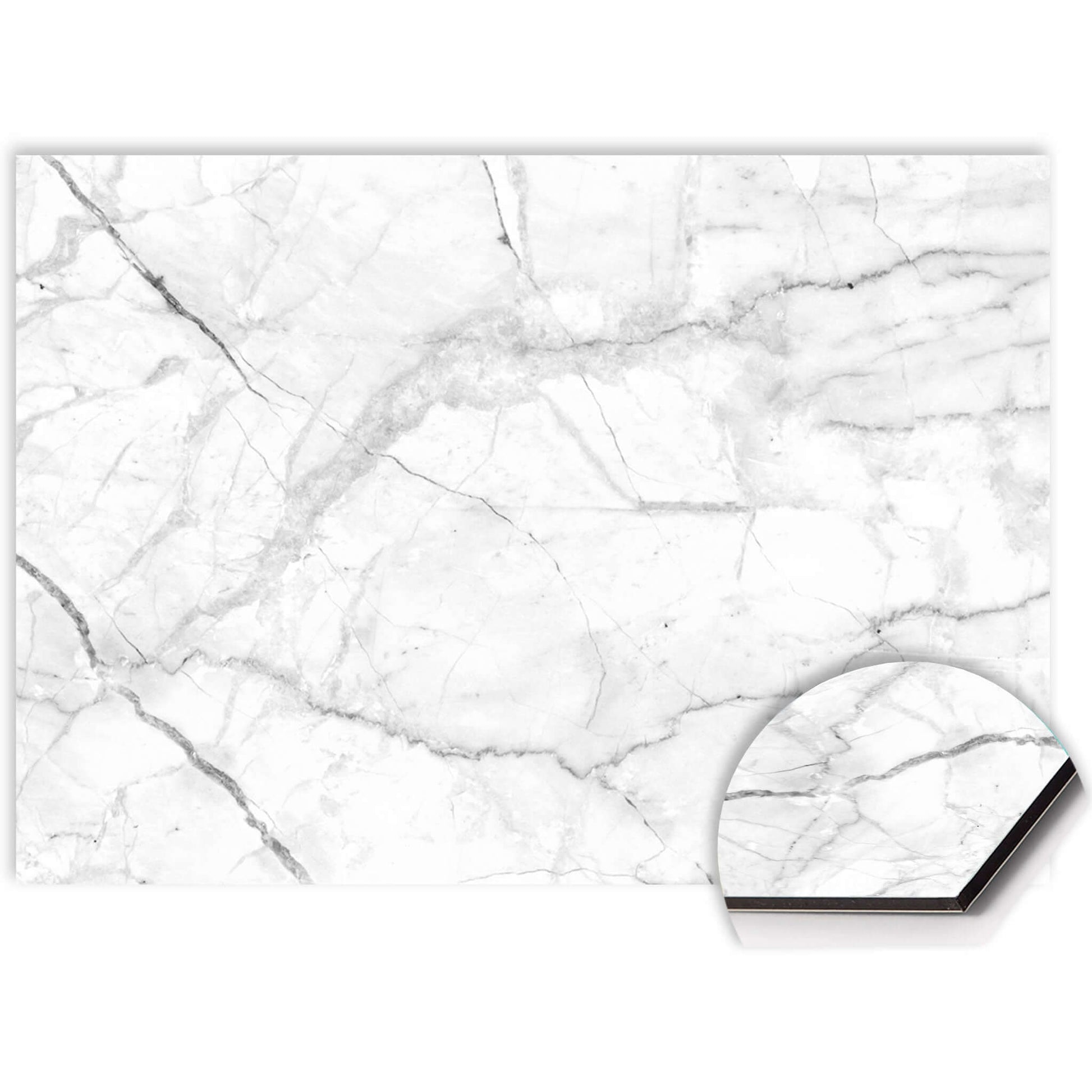 Wit marmer spatscherm keuken Carrara Light met subtiele grijze aders