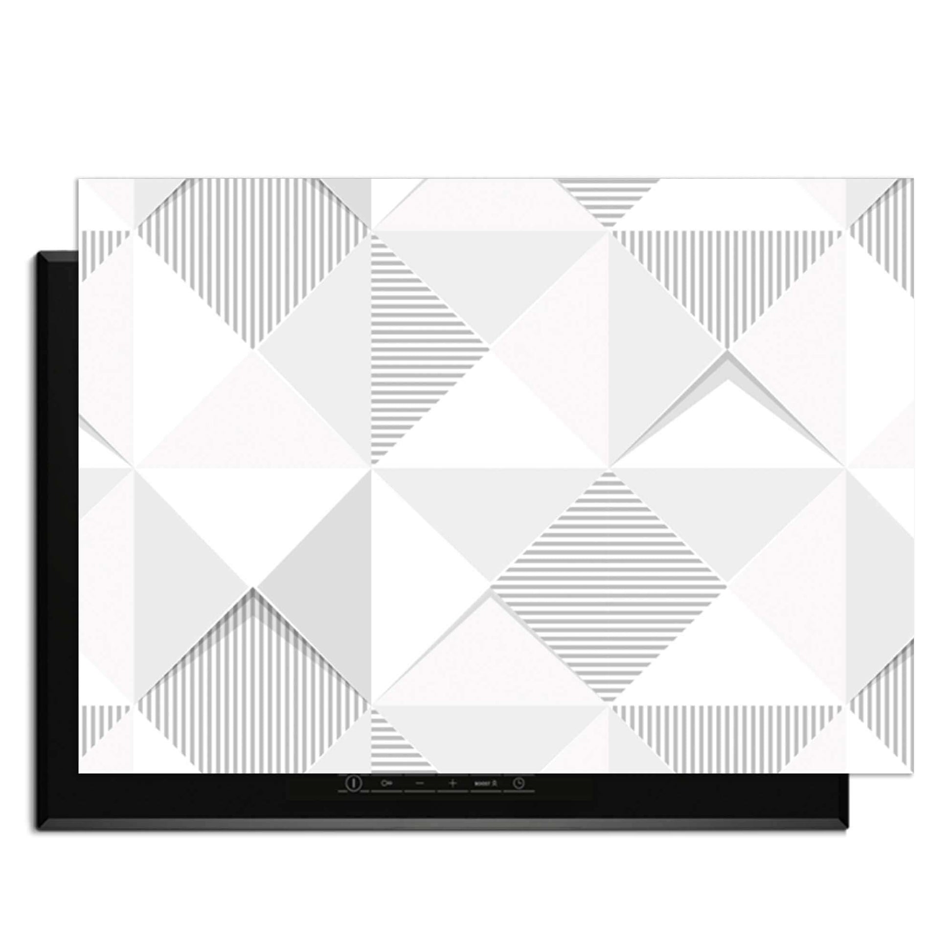 Arctic Prism – Inductie Beschermer met strak geometrisch ontwerp in grijstinten voor keukenbescherming.