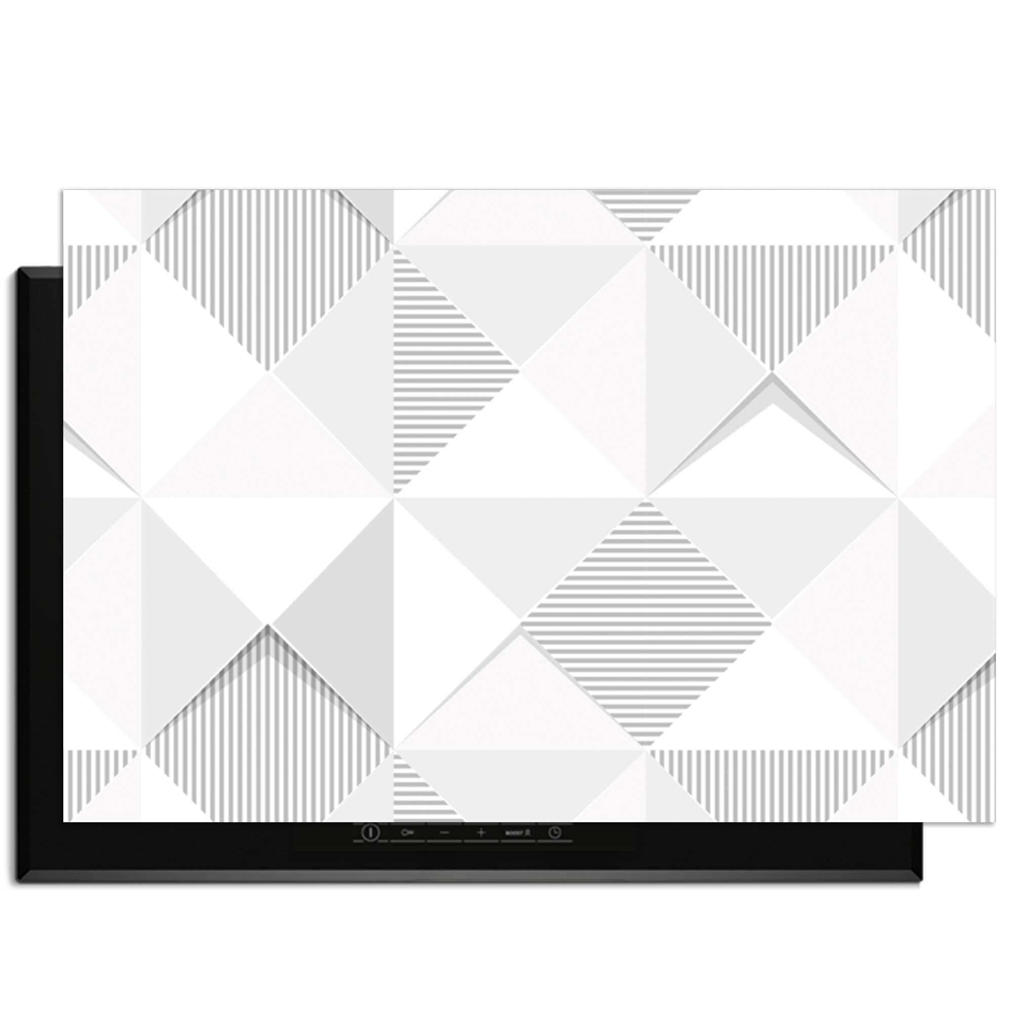 Arctic Prism – Inductie Beschermer met geometrisch design in koele grijstinten, geschikt voor elke keuken.