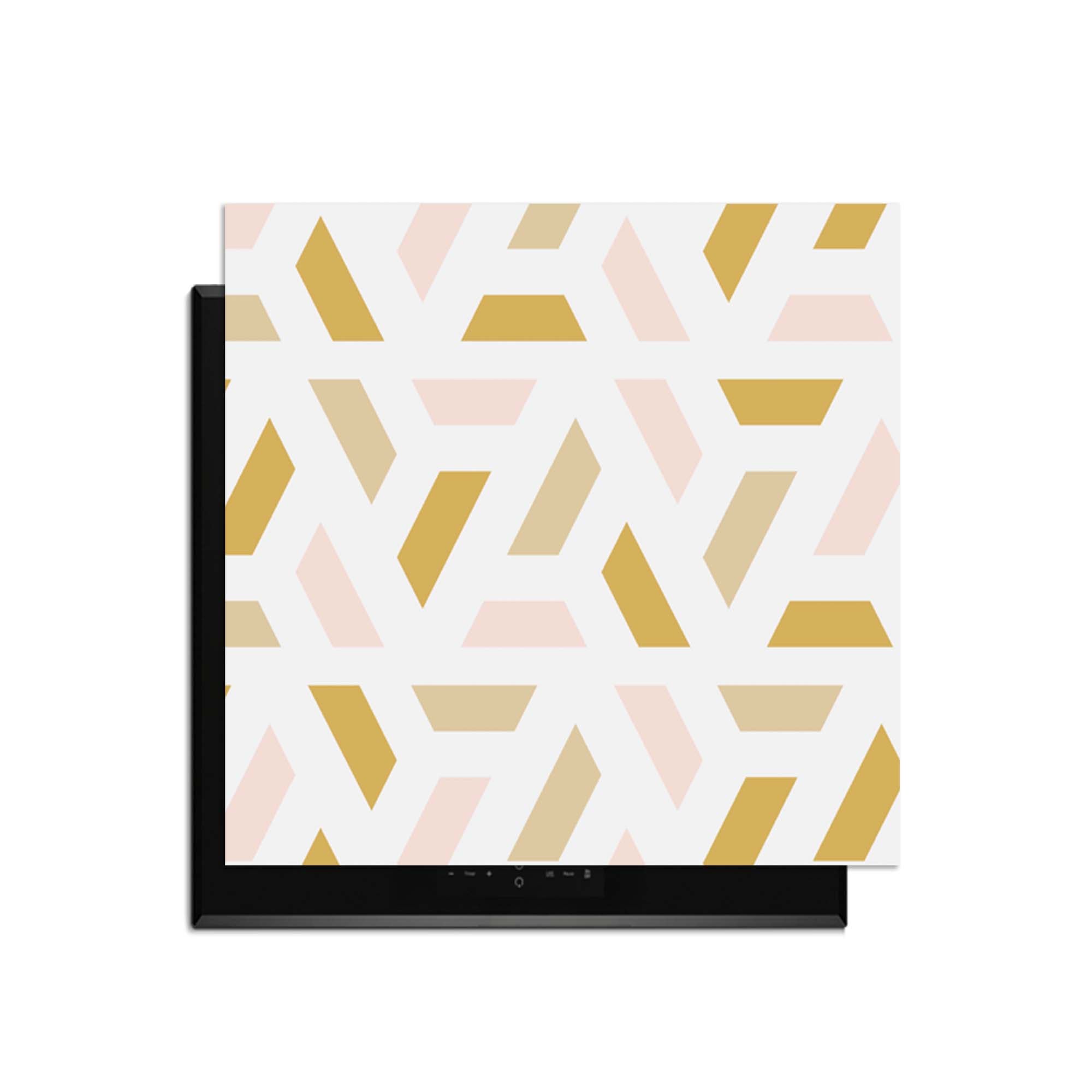 Pastel Harmony – Inductie Beschermer met geometrisch design in zachte pastelkleuren.