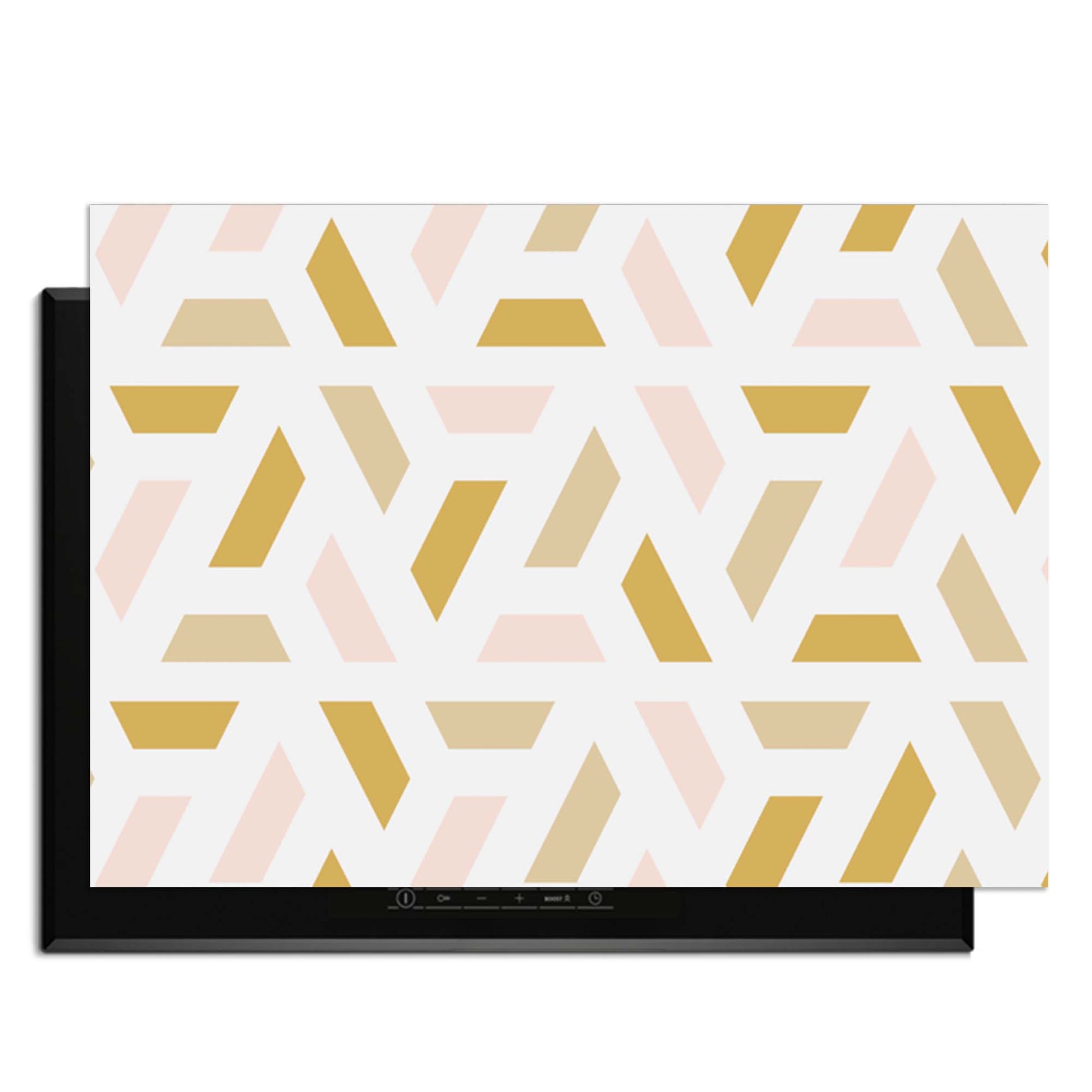 Pastel Harmony – Inductie Beschermer met geometrisch design in zachte pastelkleuren.