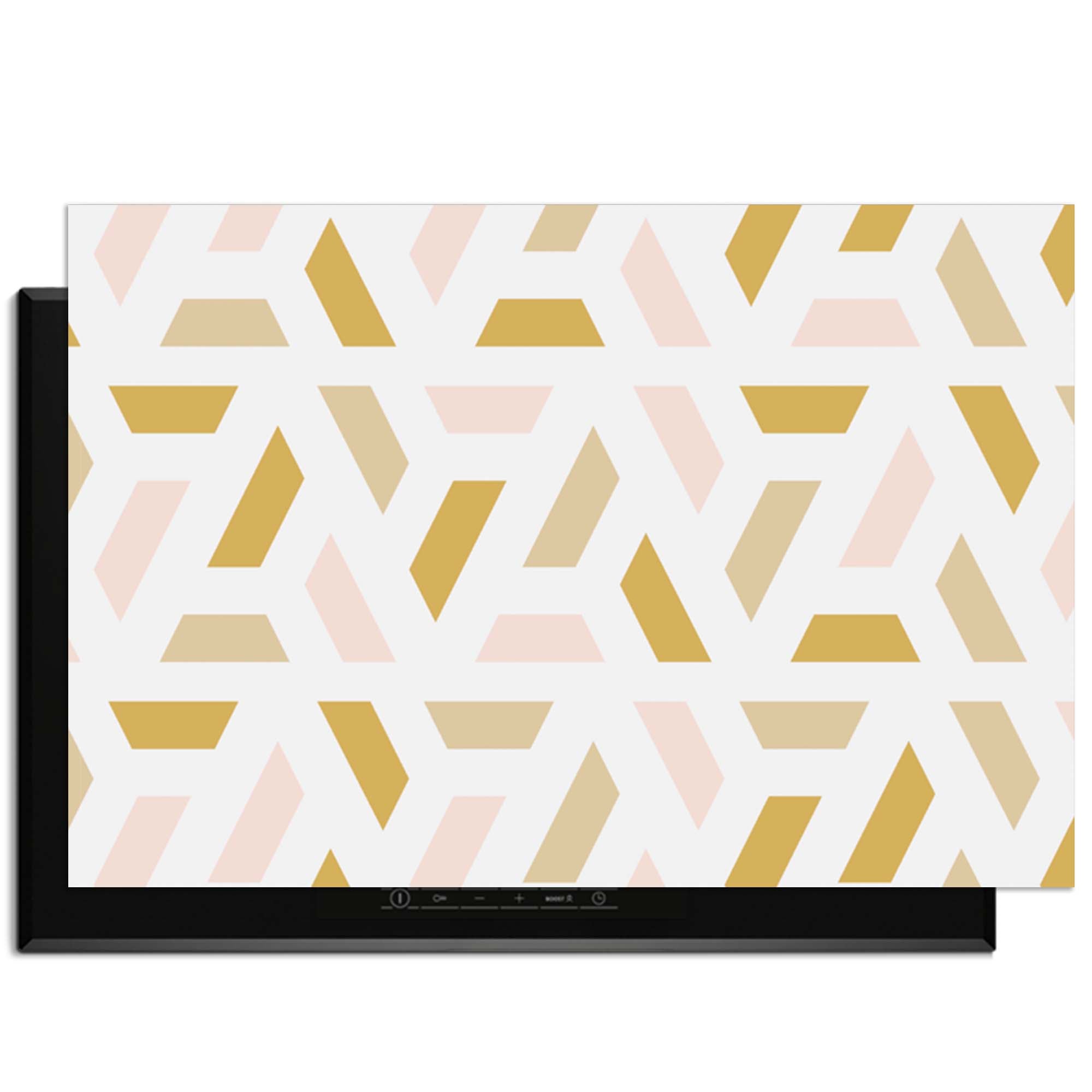 Pastel Harmony – Inductie Beschermer met geometrisch design in zachte pastelkleuren.