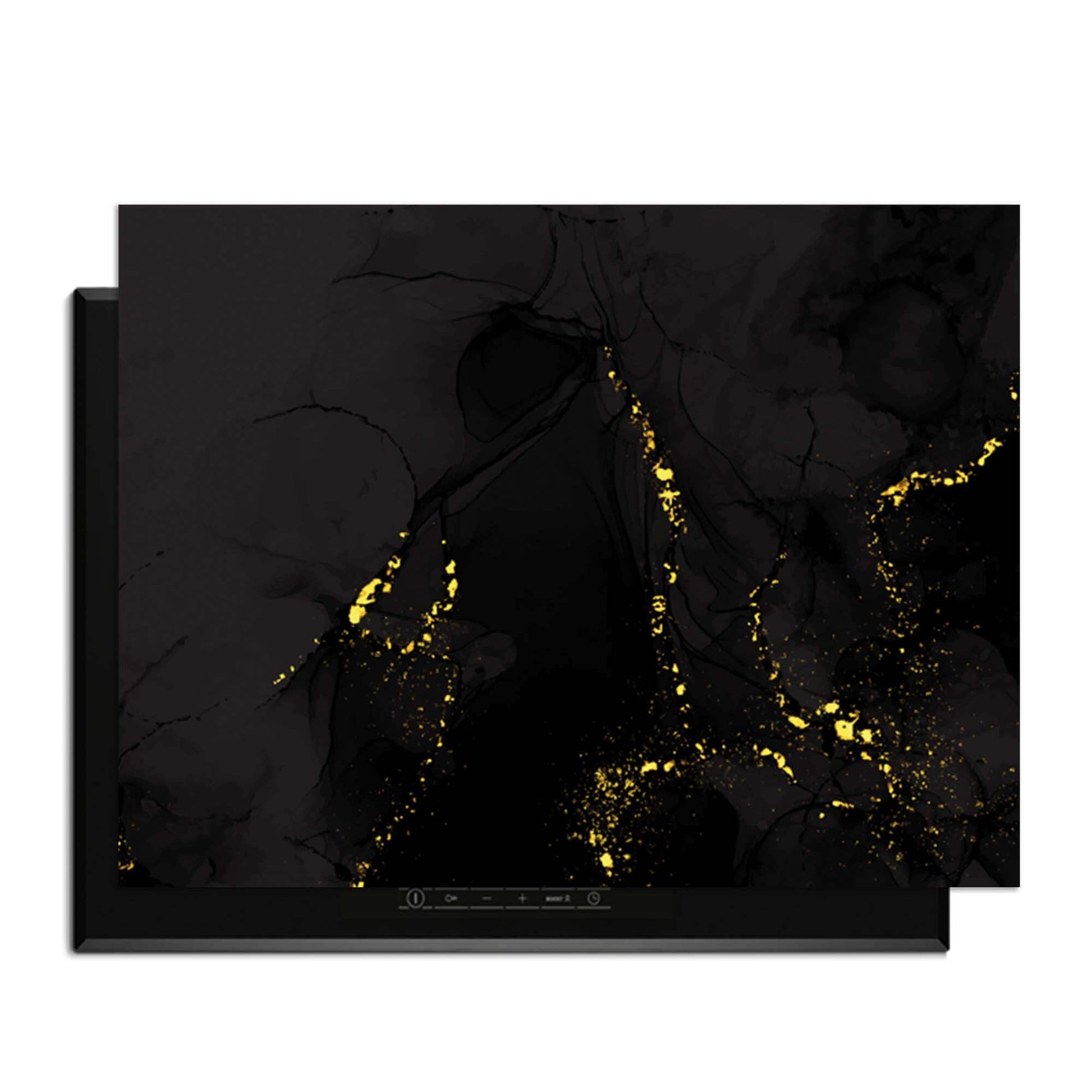 Black Marble Gold – Inductie Beschermer met luxe marmerlook en goudaccenten, stijlvol en modern.