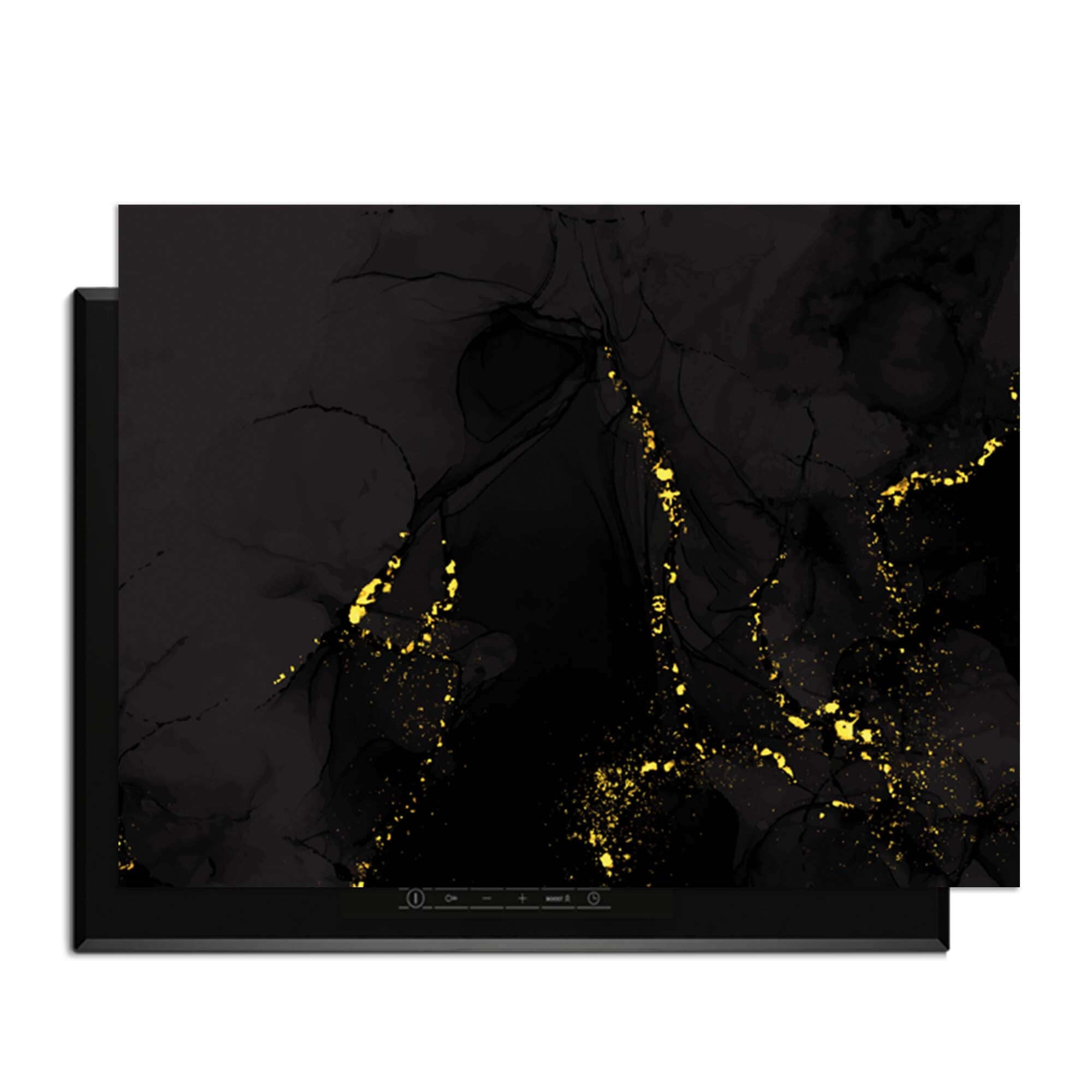 Black Marble Gold – Inductie Beschermer met luxe marmerlook en goudaccenten, stijlvol en modern.