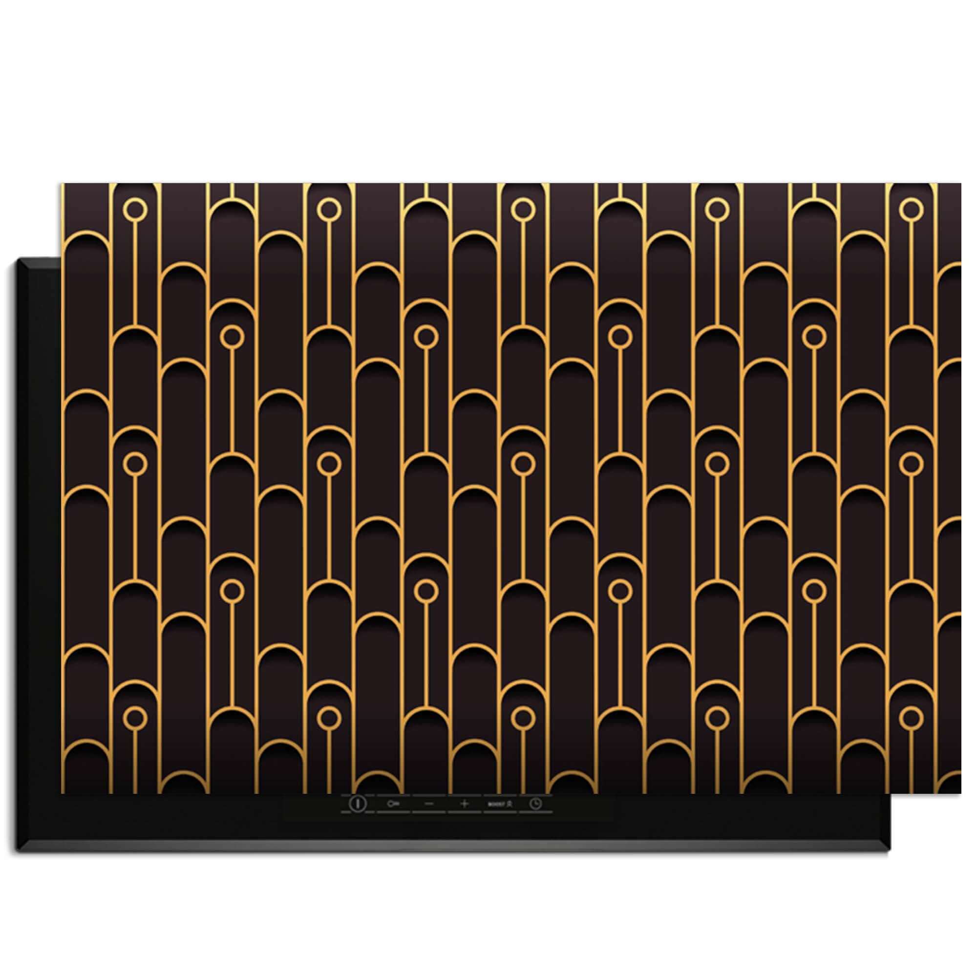 Golden Arc – Inductie Beschermer met elegant geometrisch patroon en gouden accenten voor luxe in je keuken.