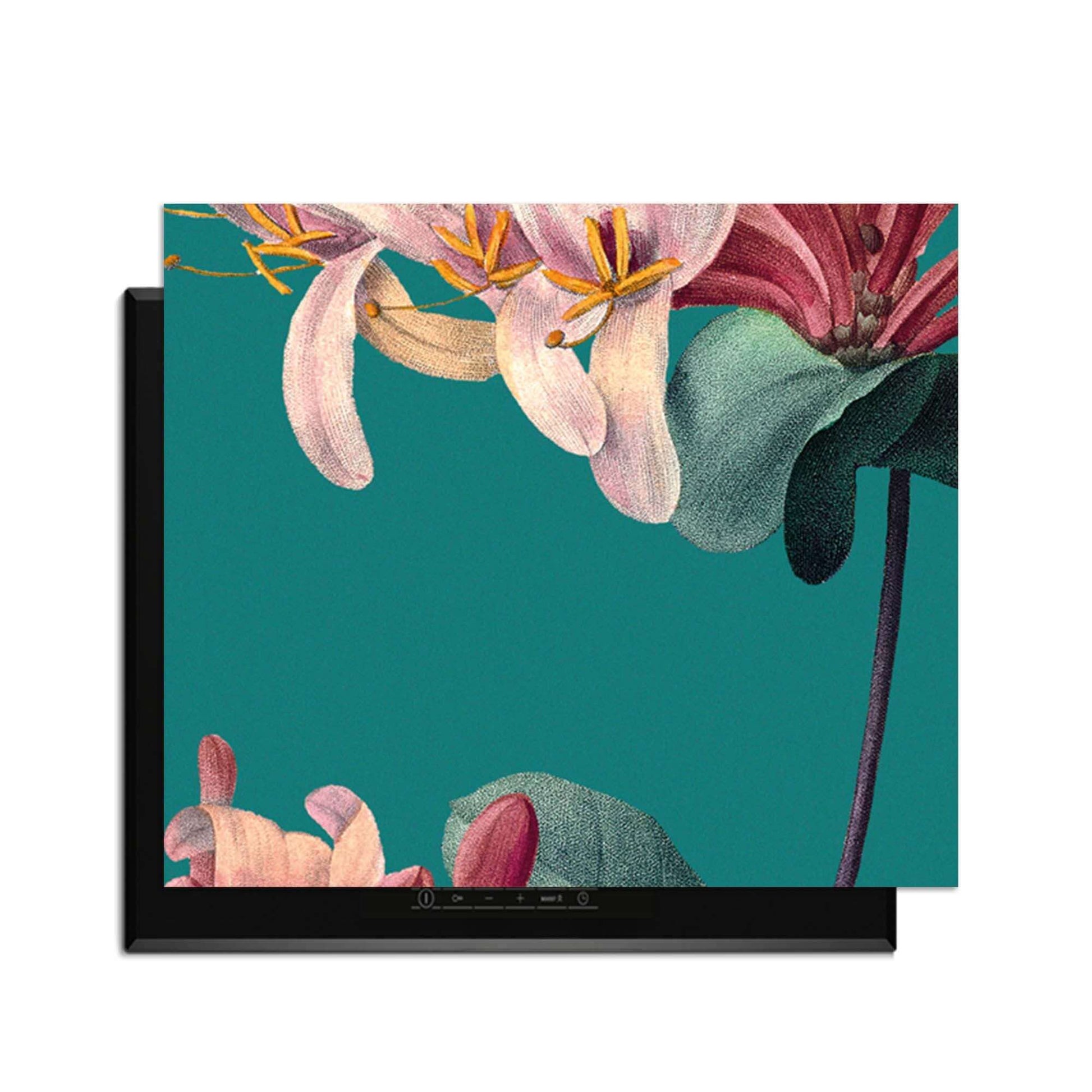 Botanical Elegance – Inductie Beschermer met vintage bloemenontwerp voor stijlvolle keukenbescherming.