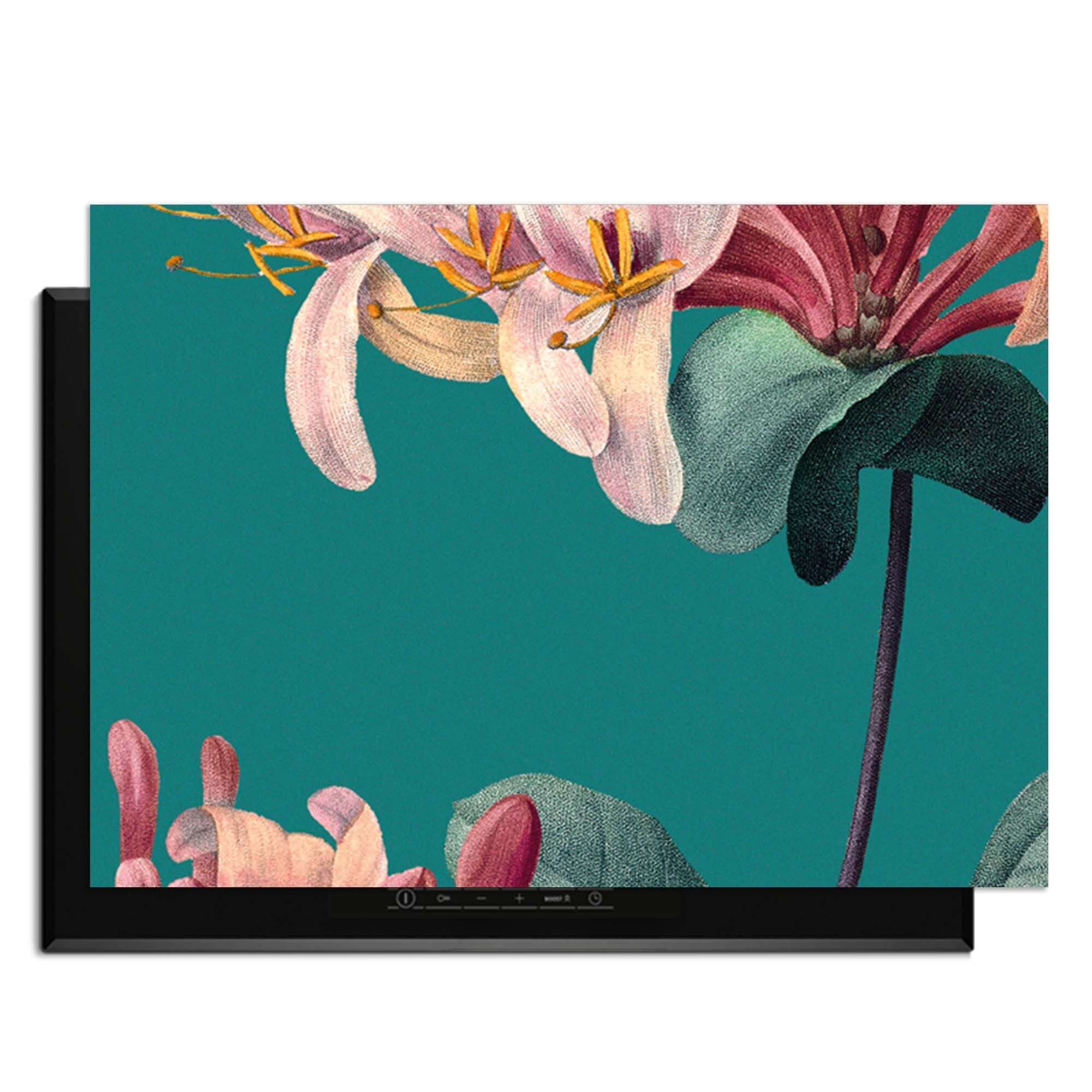 Botanical Elegance – Inductie Beschermer met vintage bloemenontwerp in stijlvolle kleuren.