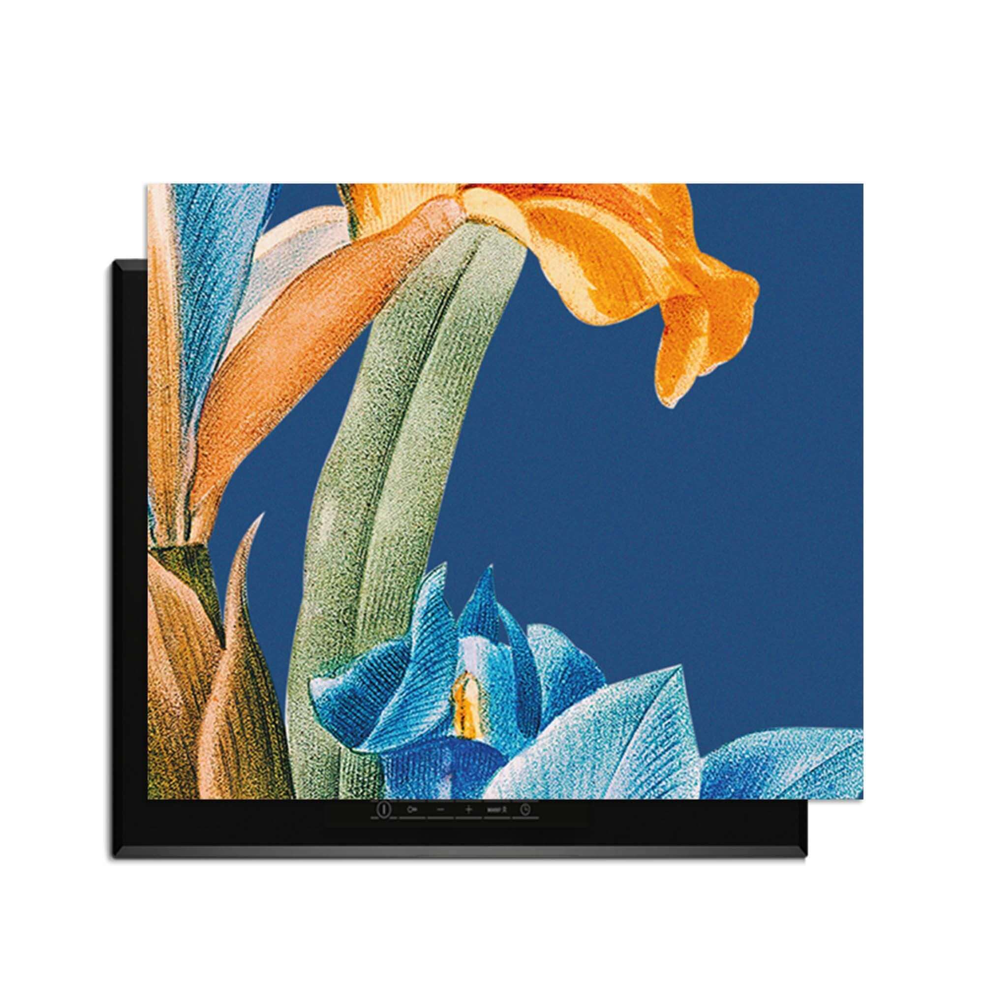 Iris Elegance – Inductie Beschermer met kleurrijke vintage bloemenprint voor een artistieke keuken uitstraling.