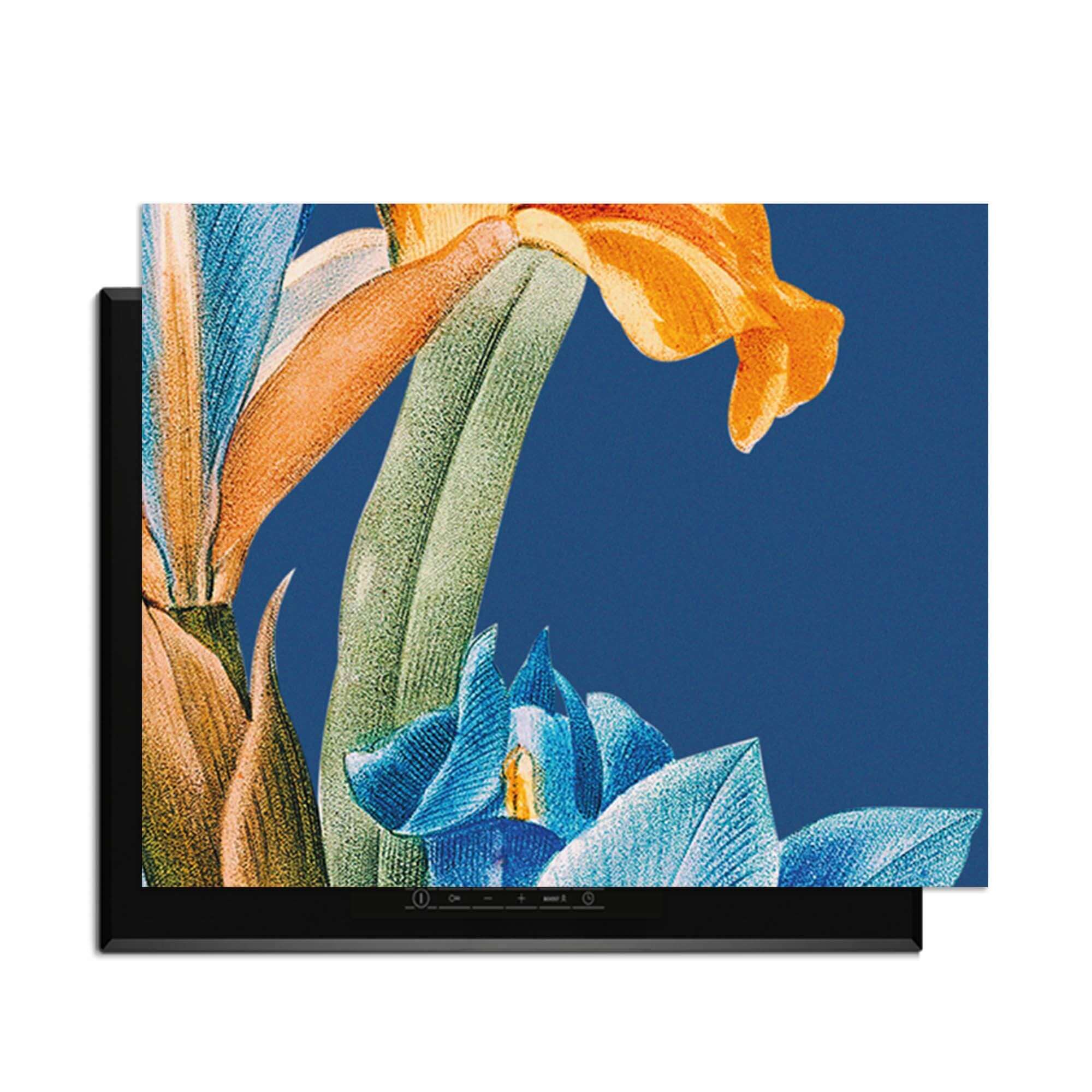 Iris Elegance – Inductie Beschermer met kleurrijke vintage bloemenprint voor een artistieke uitstraling.
