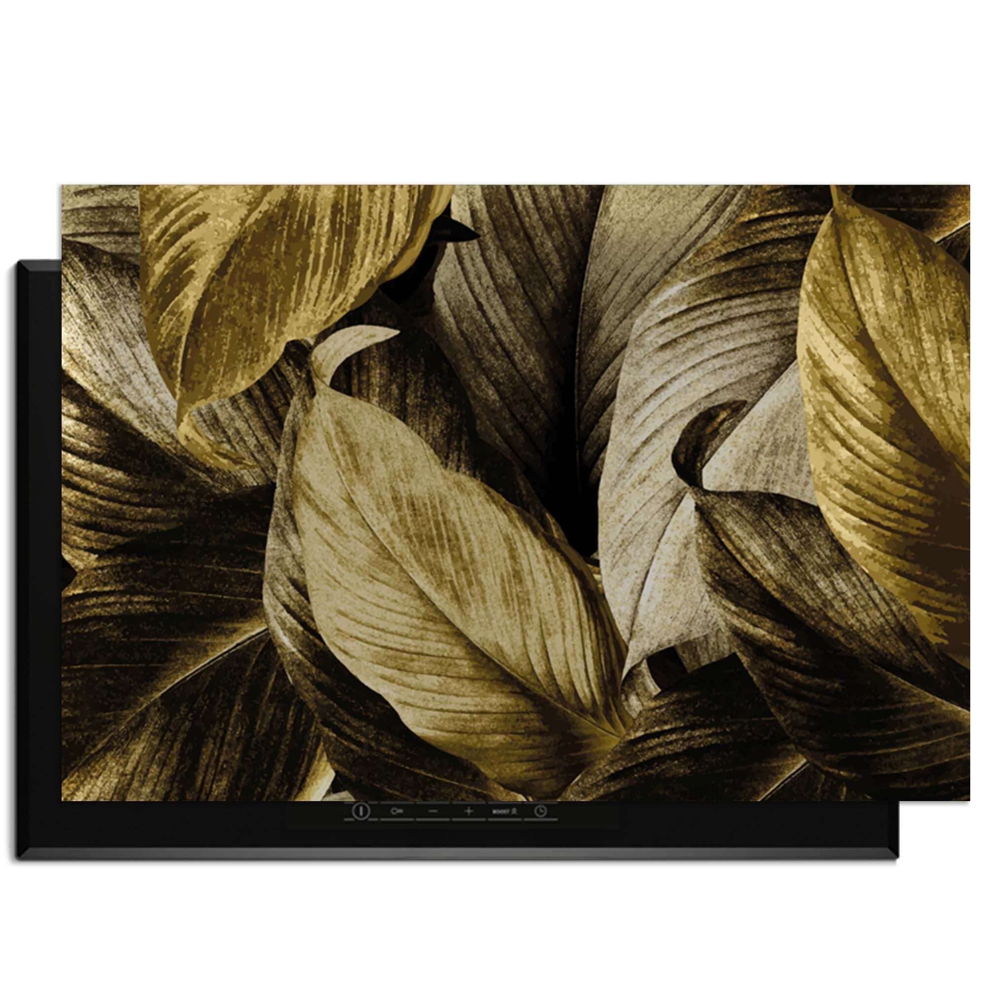 Golden Leaves – Inductie Beschermer met luxe gouden bladeren voor een elegante keuken.