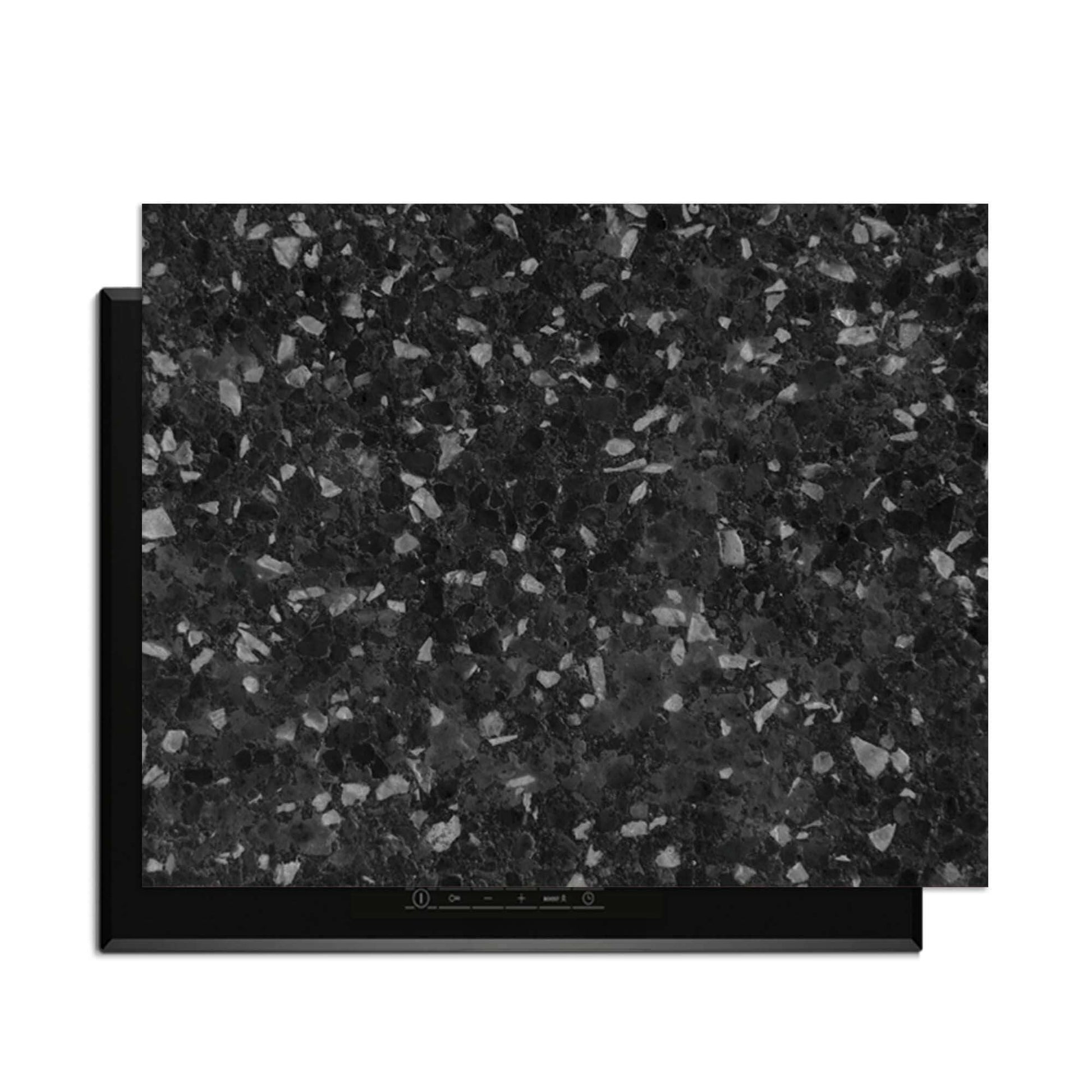 Obsidian Granite - Inductie Beschermer, zwarte granietprint met grijstinten voor een luxe uitstraling in de keuken.