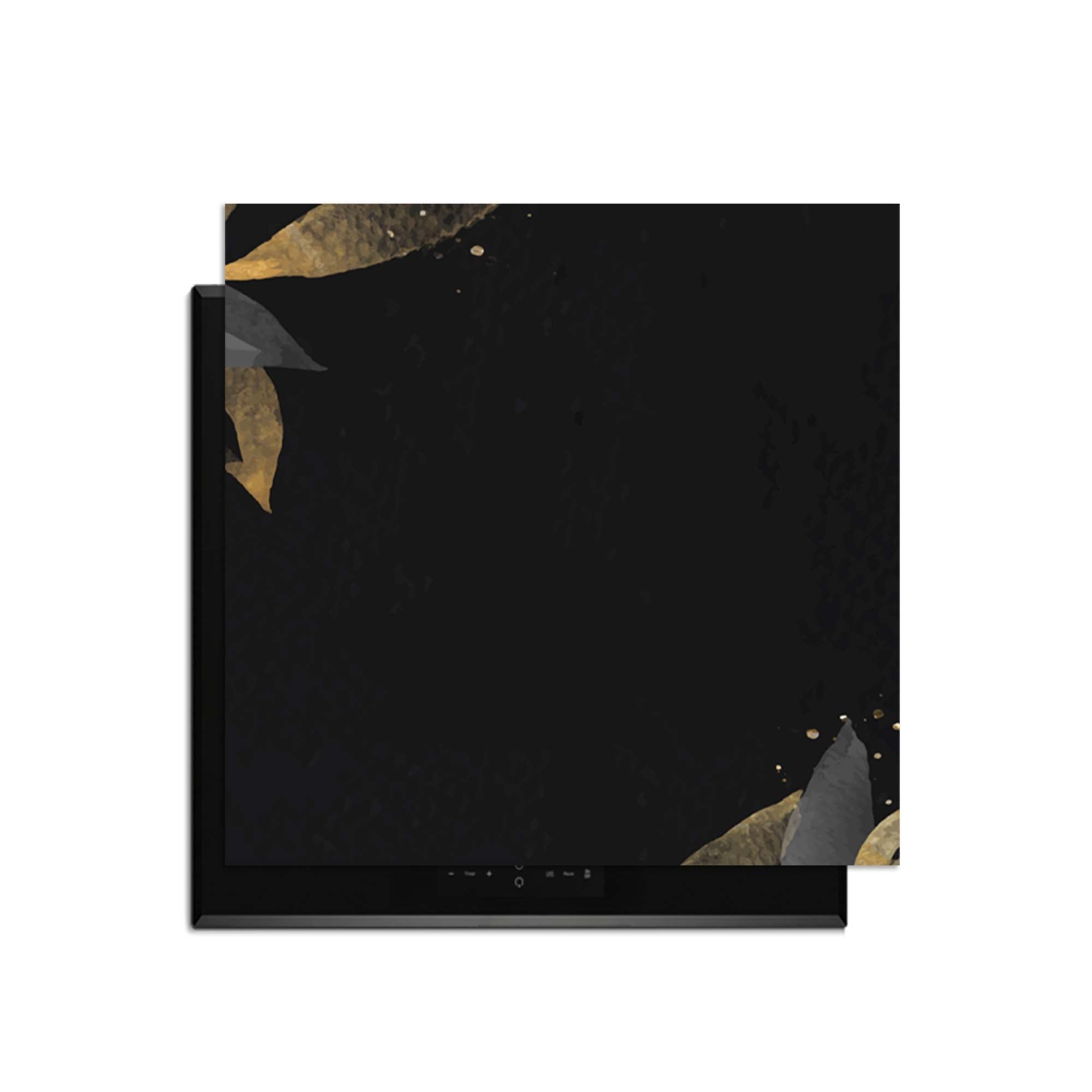 Black Olive – Inductie Beschermer met stijlvol zwart ontwerp en gouden olijfbladeren.