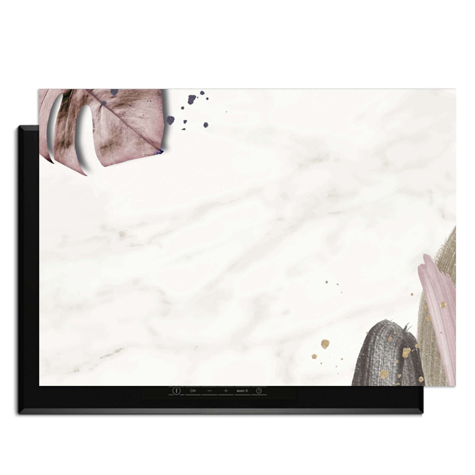 Soft Blush - Inductie Beschermer met botanische accenten voor een stijlvolle keuken