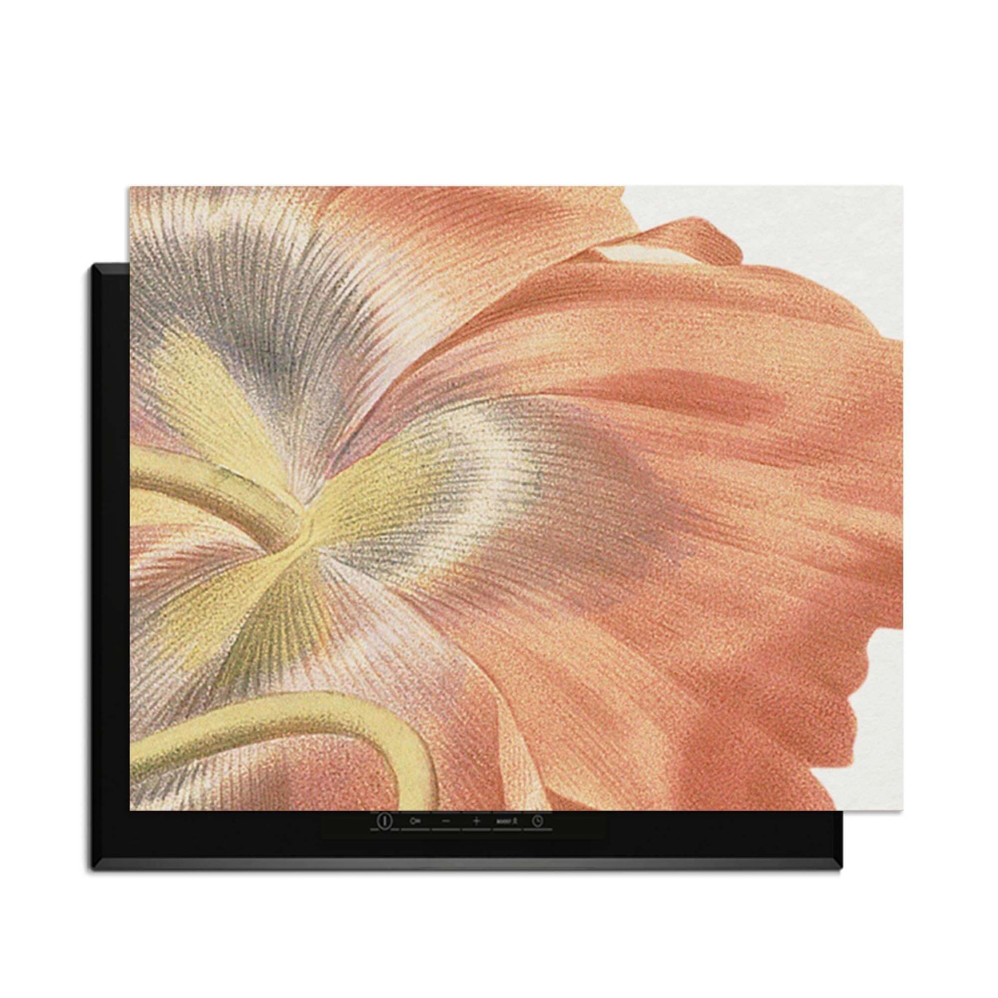 Poppy Bloom – Inductie Beschermer met een delicate afbeelding van een papaverbloem op een lichte achtergrond.