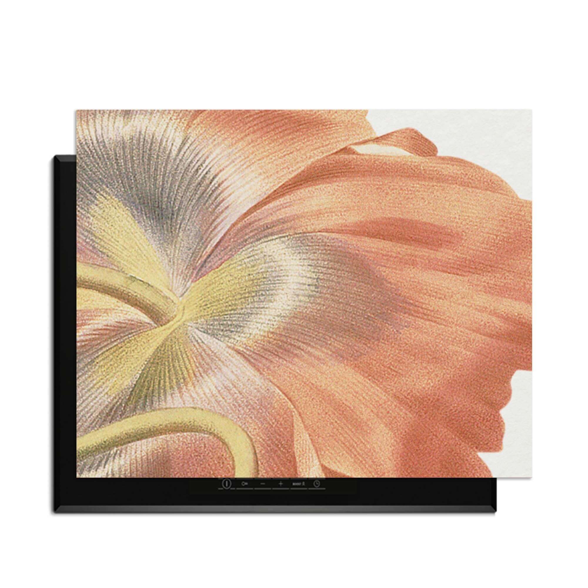 Poppy Bloom – Inductie Beschermer met een delicate afbeelding van een papaverbloem op een lichte achtergrond.