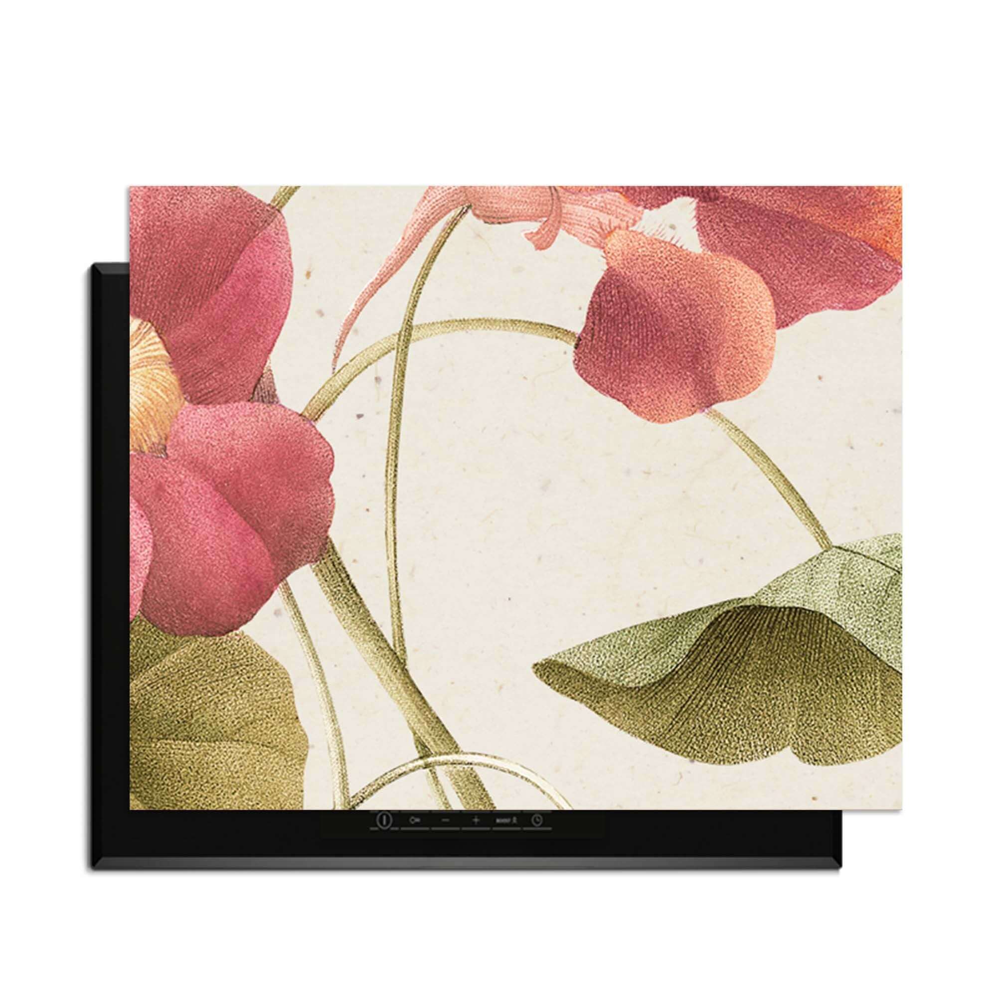 Petal Whisper – Inductie Beschermer met een elegant bloemenpatroon voor de keuken.