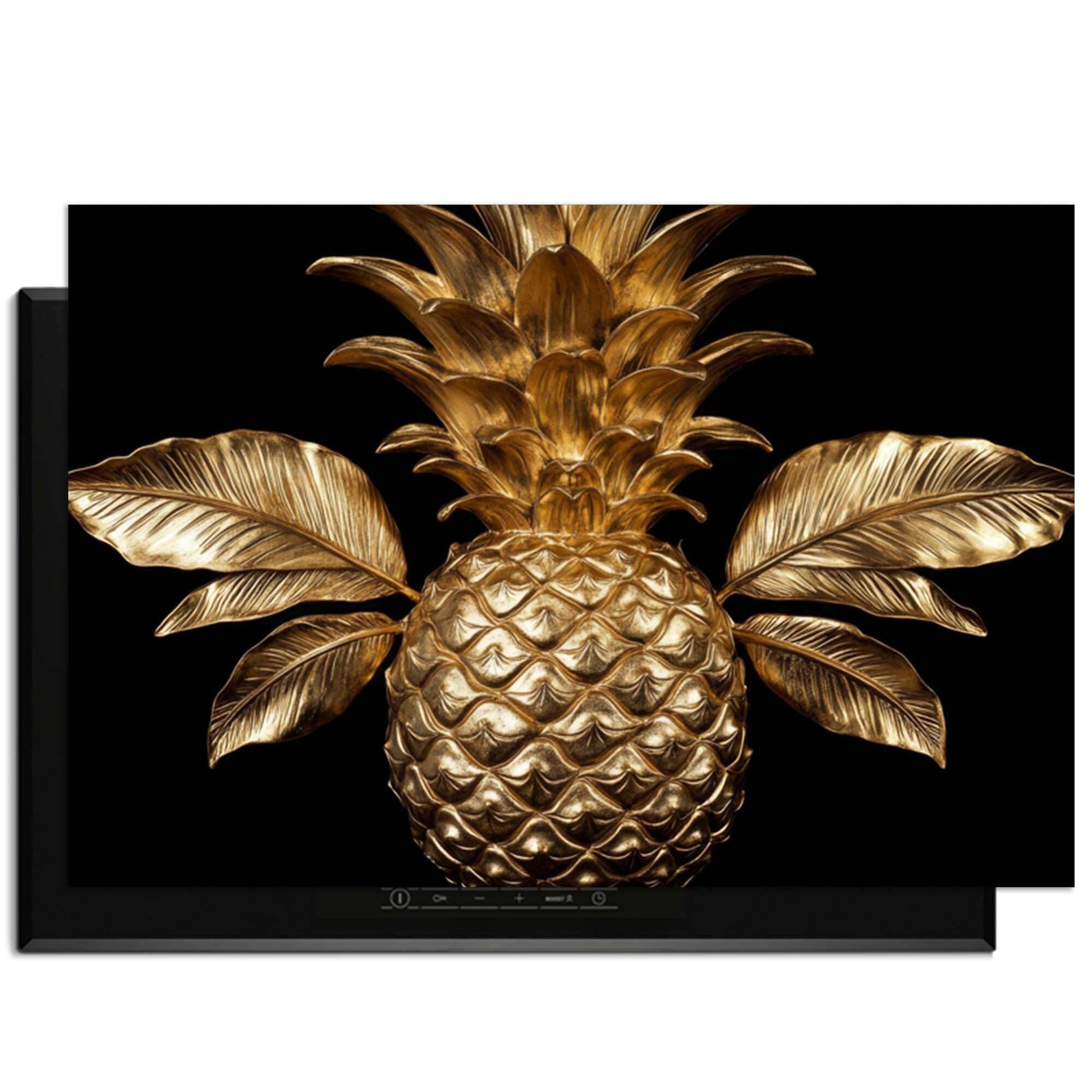 Pine Luxe - Inductie Beschermer met gouden ananas design, een elegante en praktische toevoeging voor je keuken.