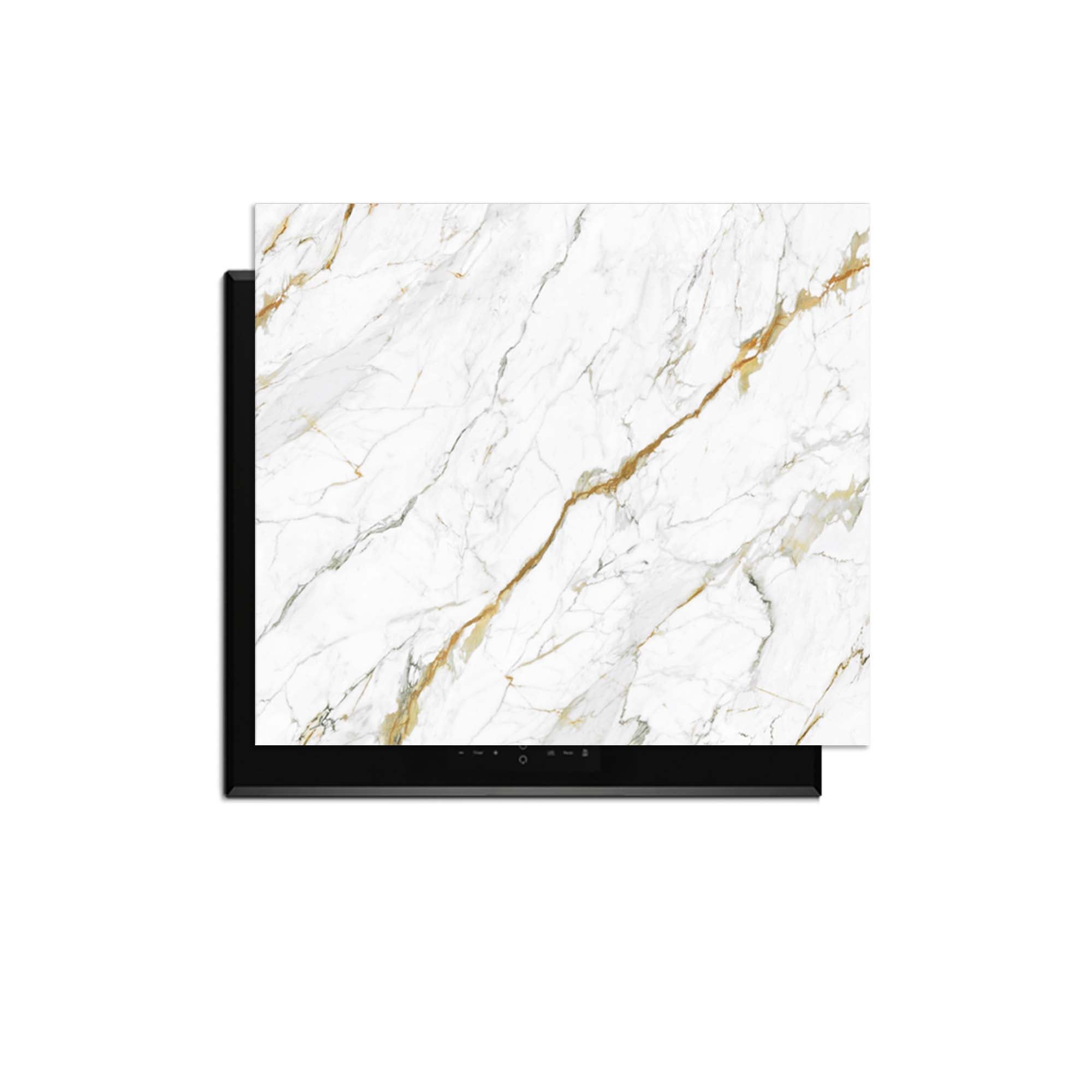 Calacatta Gold - Inductie Beschermer met elegant marmerdesign voor een moderne kookplaat.