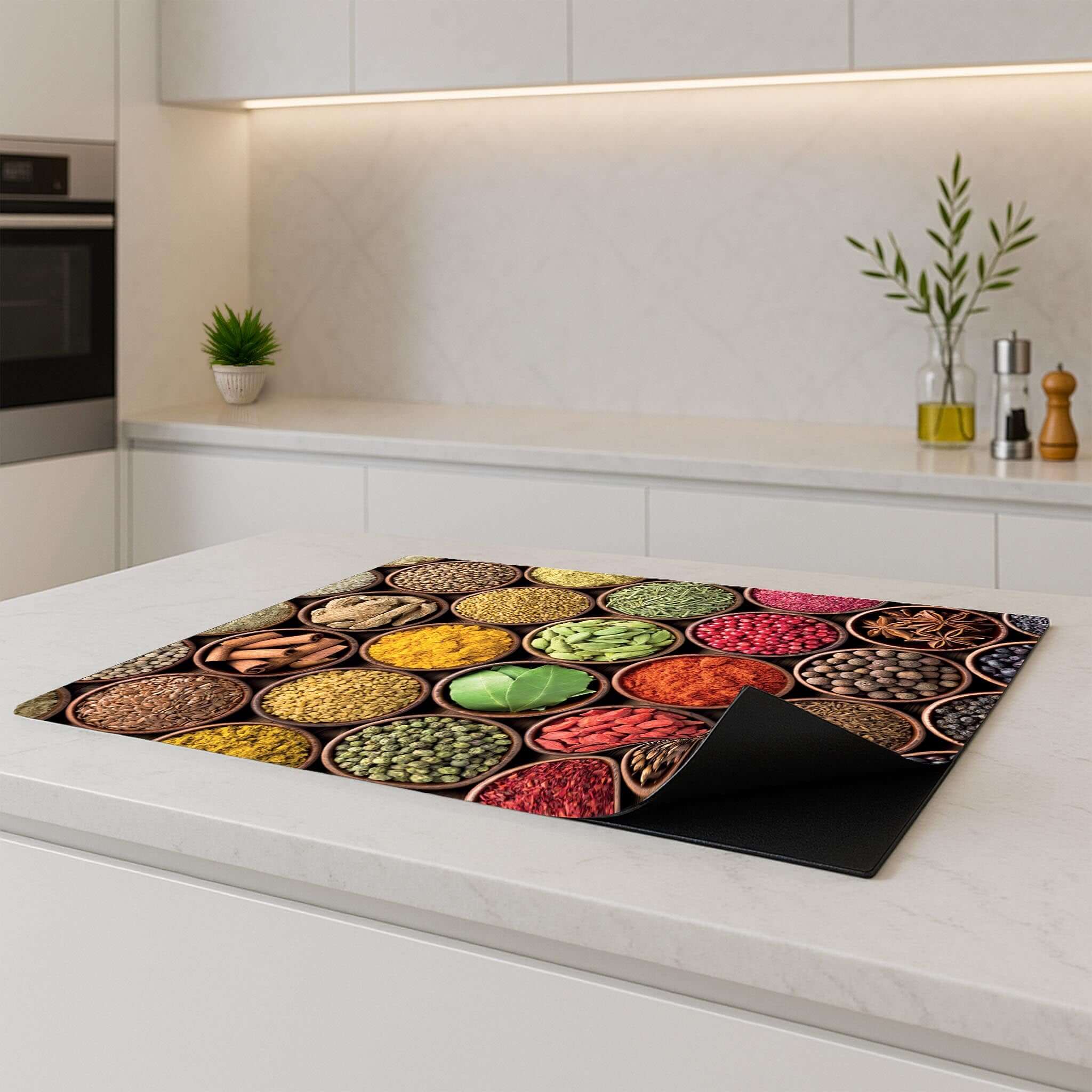 Spice Harmony inductie beschermer uitgerold op modern aanrecht