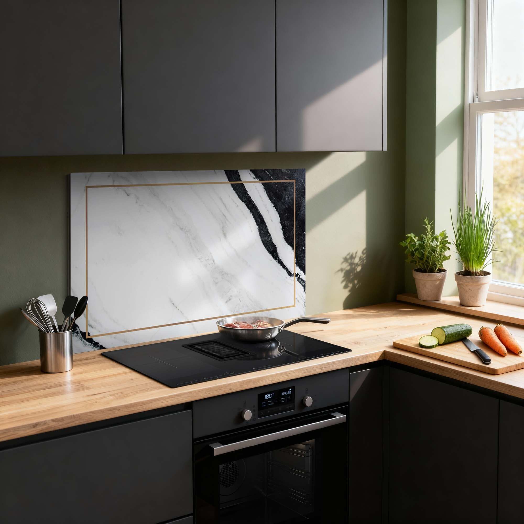 Luxury Pink spatscherm in moderne keuken