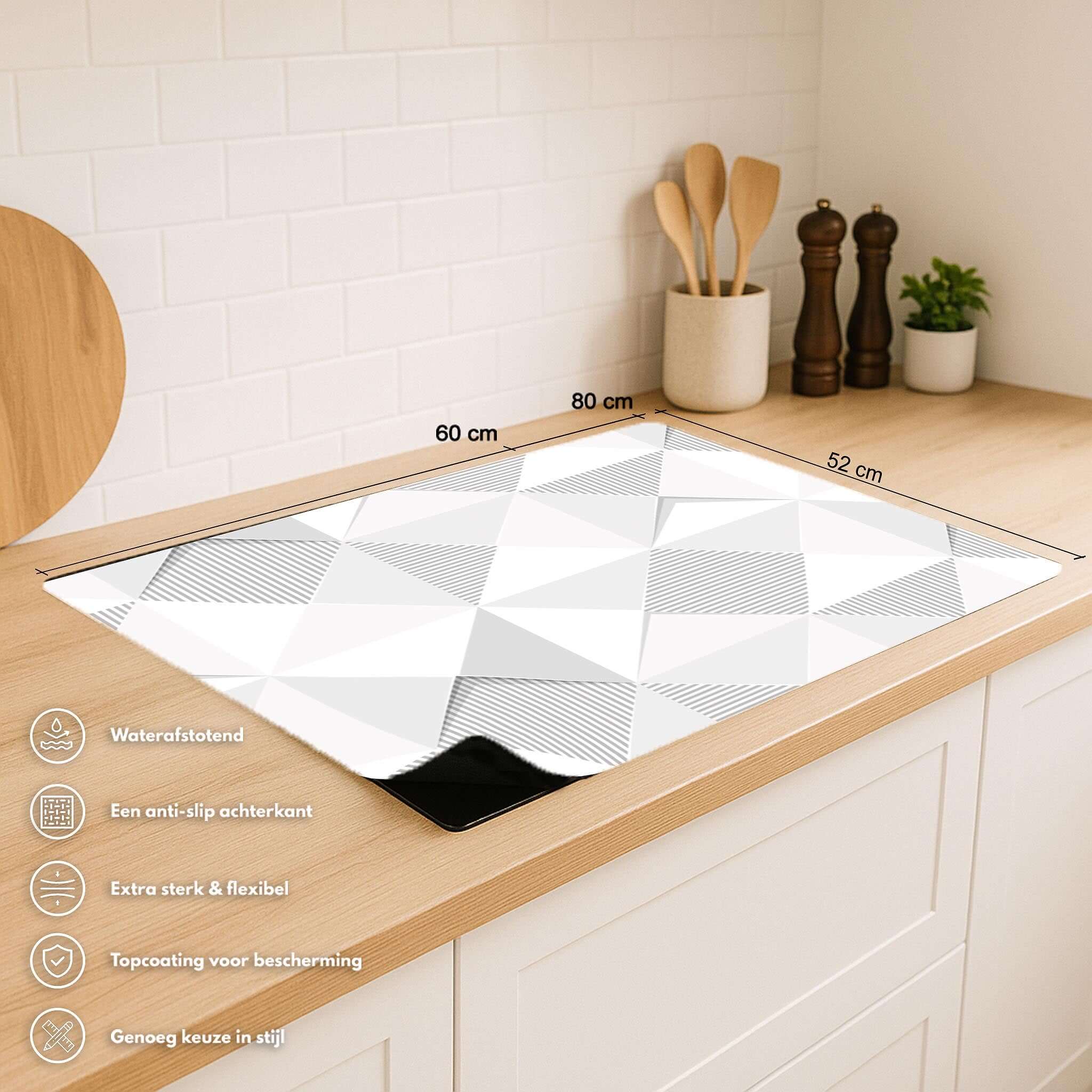 Overzicht van de Arctic Prism inductie beschermer inclusief afmetingen en productvoordelen