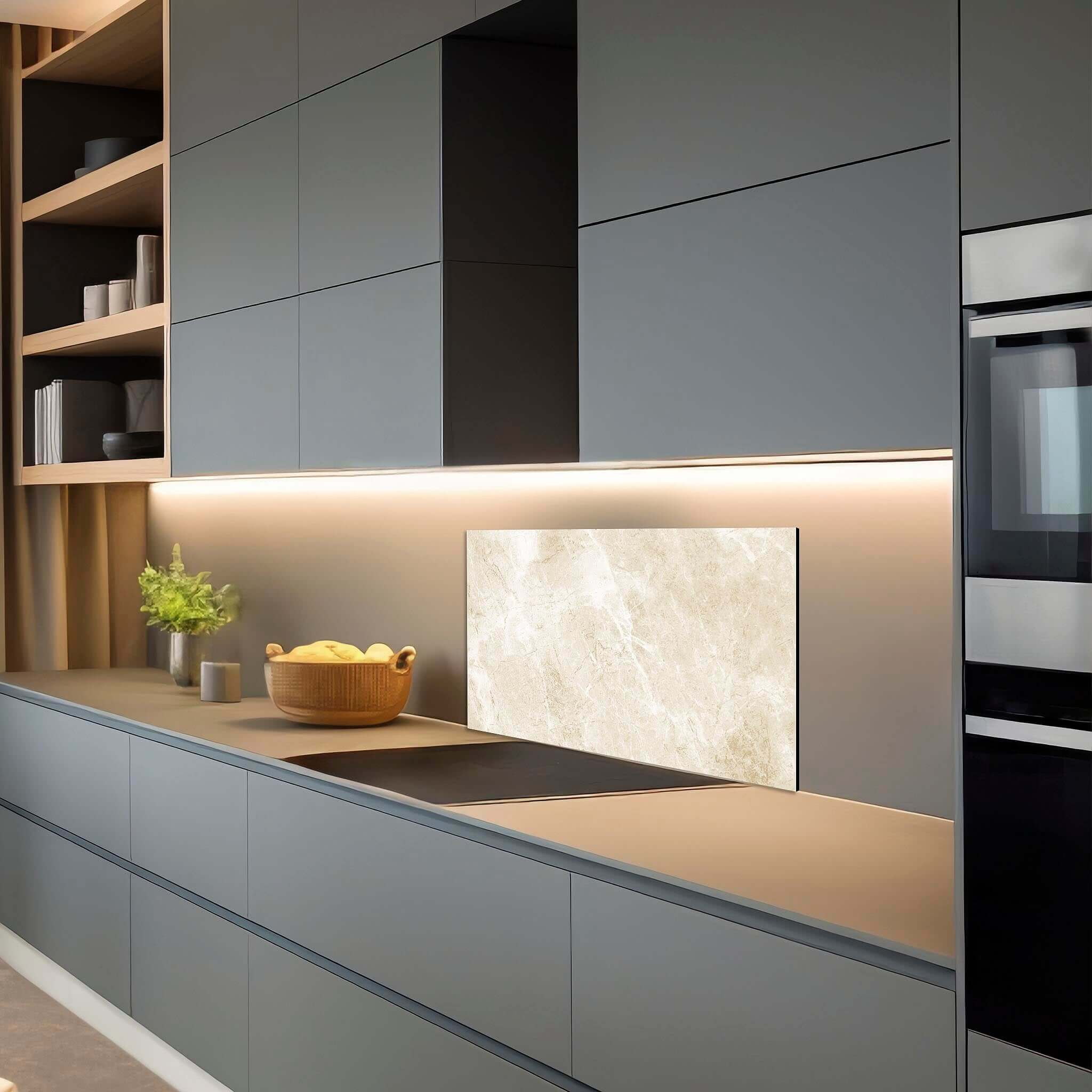 Beige Marble keuken spatscherm met marmerlook, hittebestendig en krasvast