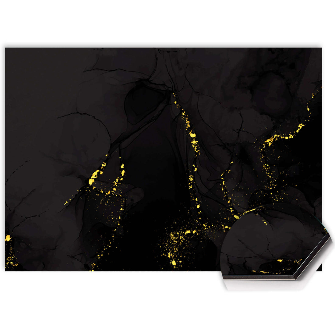 Luxe zwart marmer spatscherm met gouden accenten uit de Luxury Gold collectie.