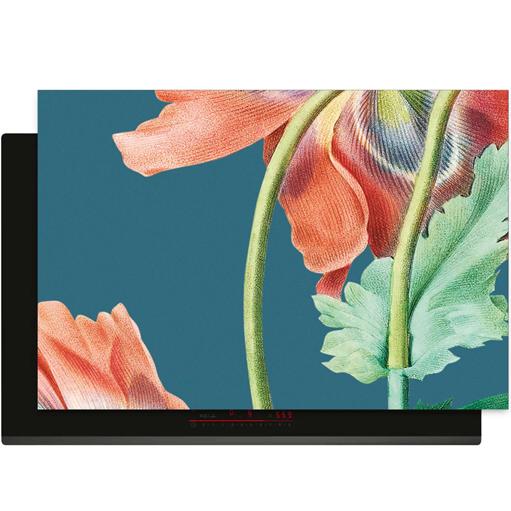 Close-up van de Blooming Grace inductiebeschermer met elegante bloemenprint op een inductiekookplaat