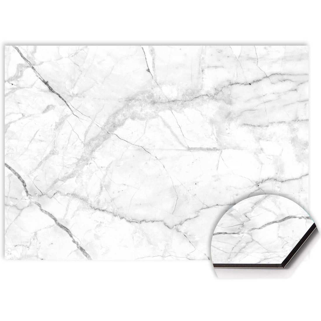 Wit marmer spatscherm keuken Carrara Light met subtiele grijze aders