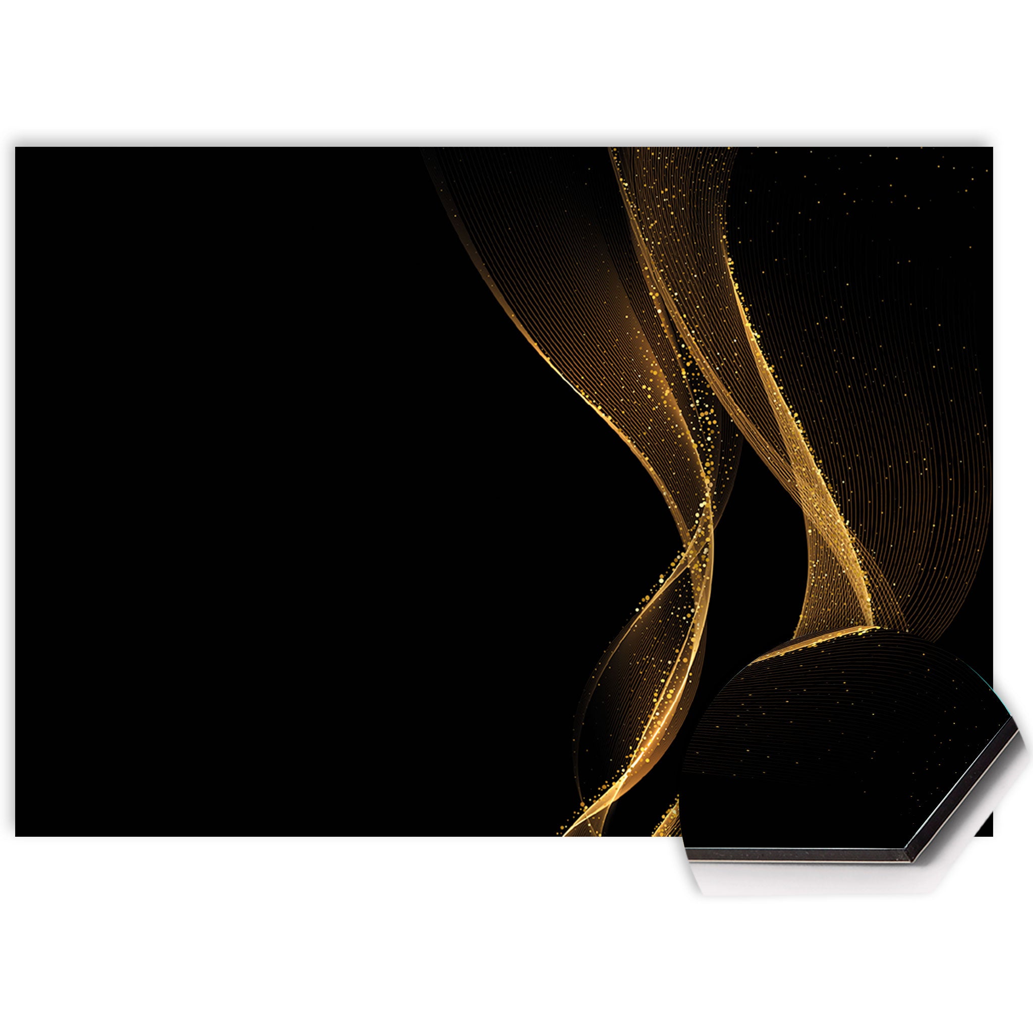 Luxe zwart spatscherm met gouden lijnen uit de Luxury Gold collectie