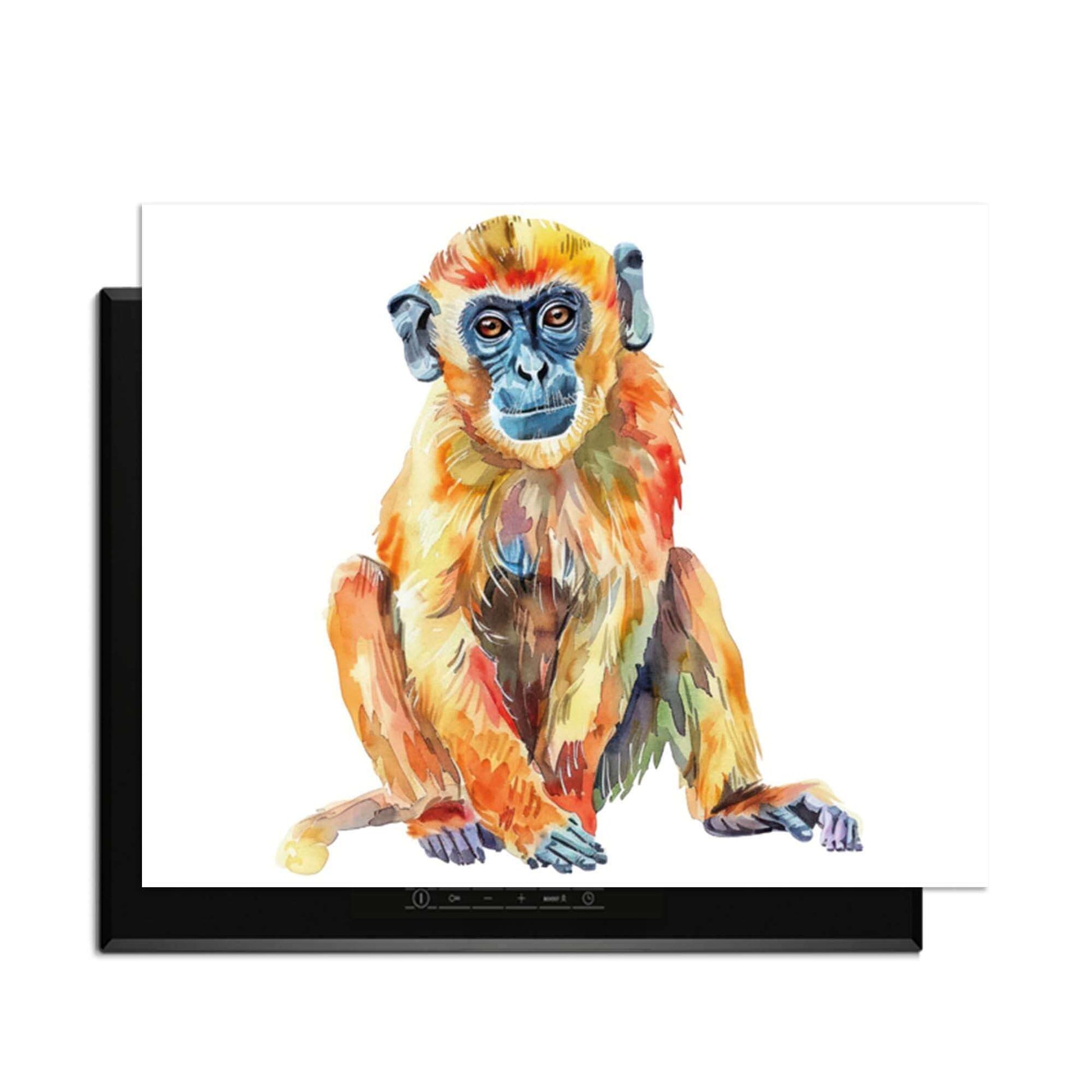 Colorful Monkey – Inductie Beschermer afbeelding, kleurrijke aap op inductiekookplaat
