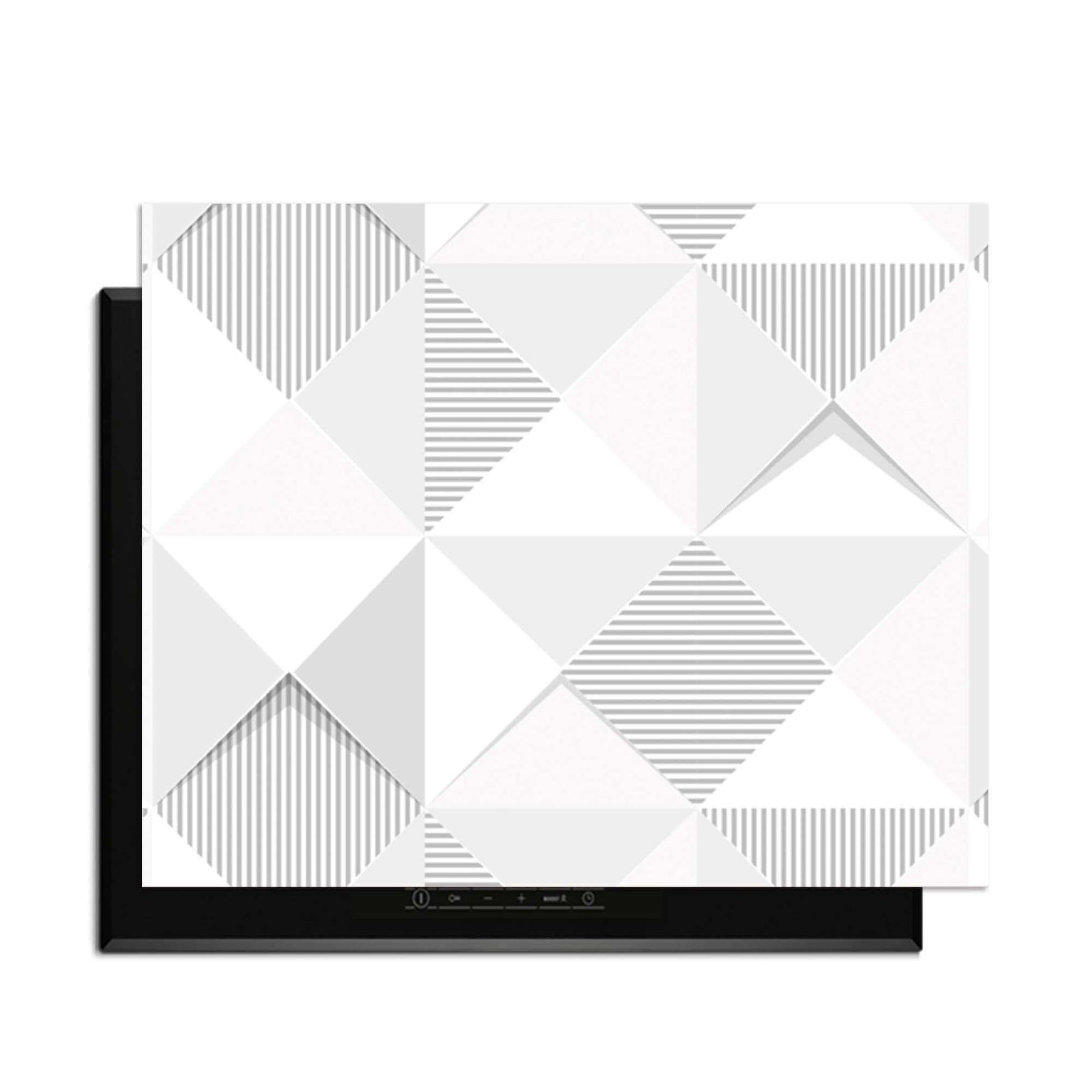 Arctic Prism – Inductie Beschermer met geometrisch design in koele grijstinten voor optimale keukenbescherming.
