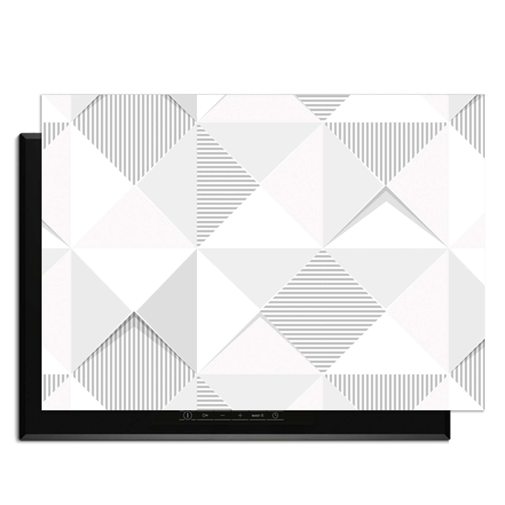 Arctic Prism – Inductie Beschermer met strak geometrisch ontwerp in grijstinten voor keukenbescherming.