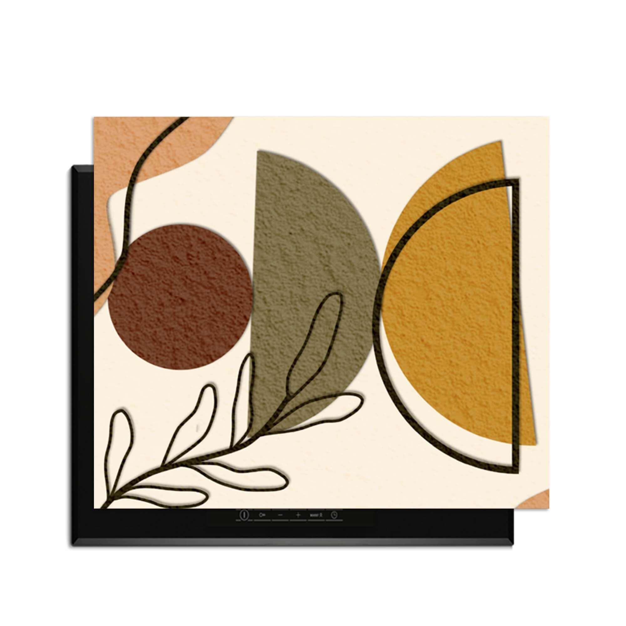 Earth Shapes - Japandi Induction Protector mit modernen organischen Formen und warmen Farben.