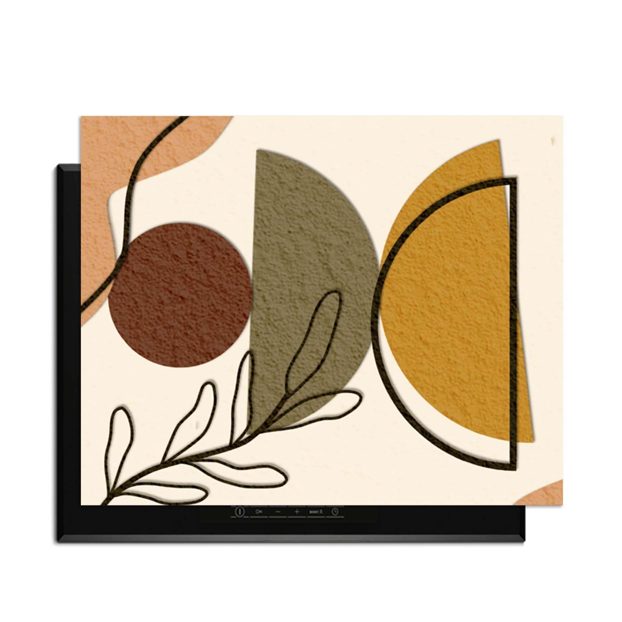 Earth Shapes - Japandi Induction Protector mit organischen Formen und warmen Farben für eine stilvolle Küche.