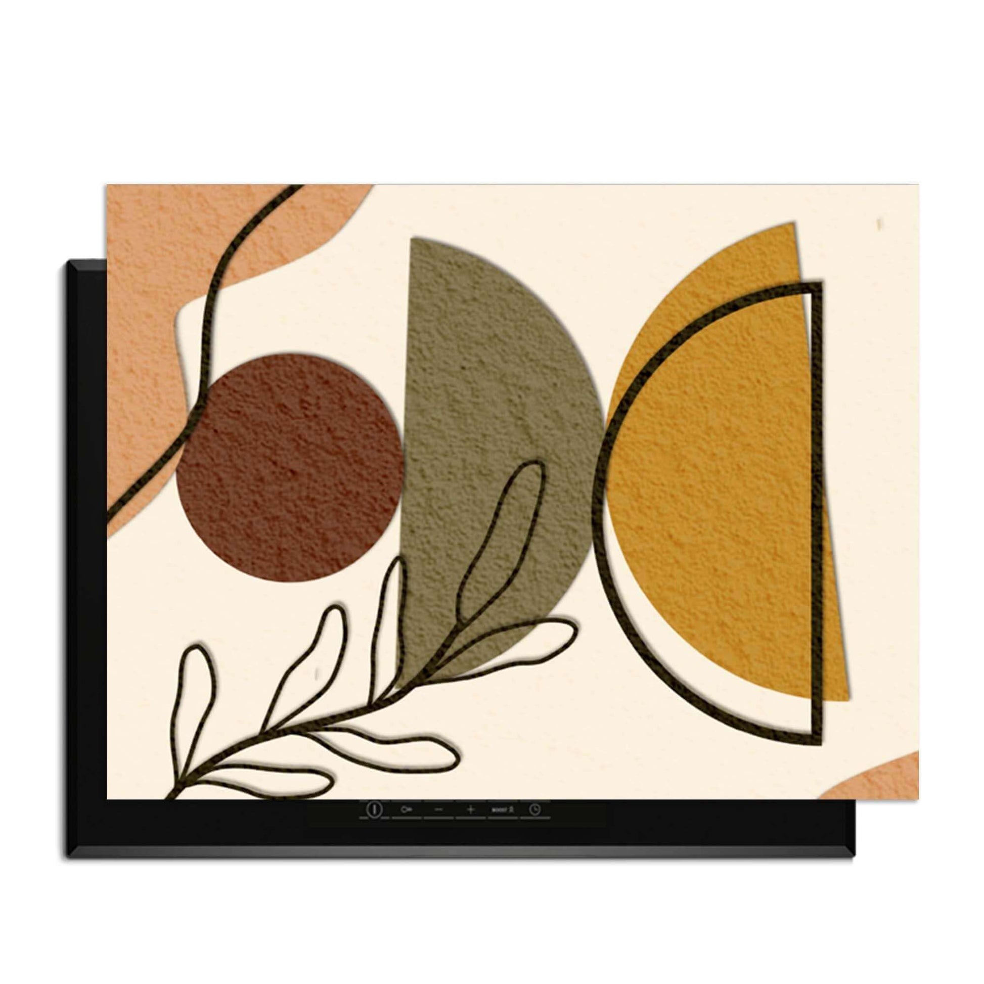 Earth Shapes - Japandi Induction Protector mit modernen organischen Formen in warmen Farben.