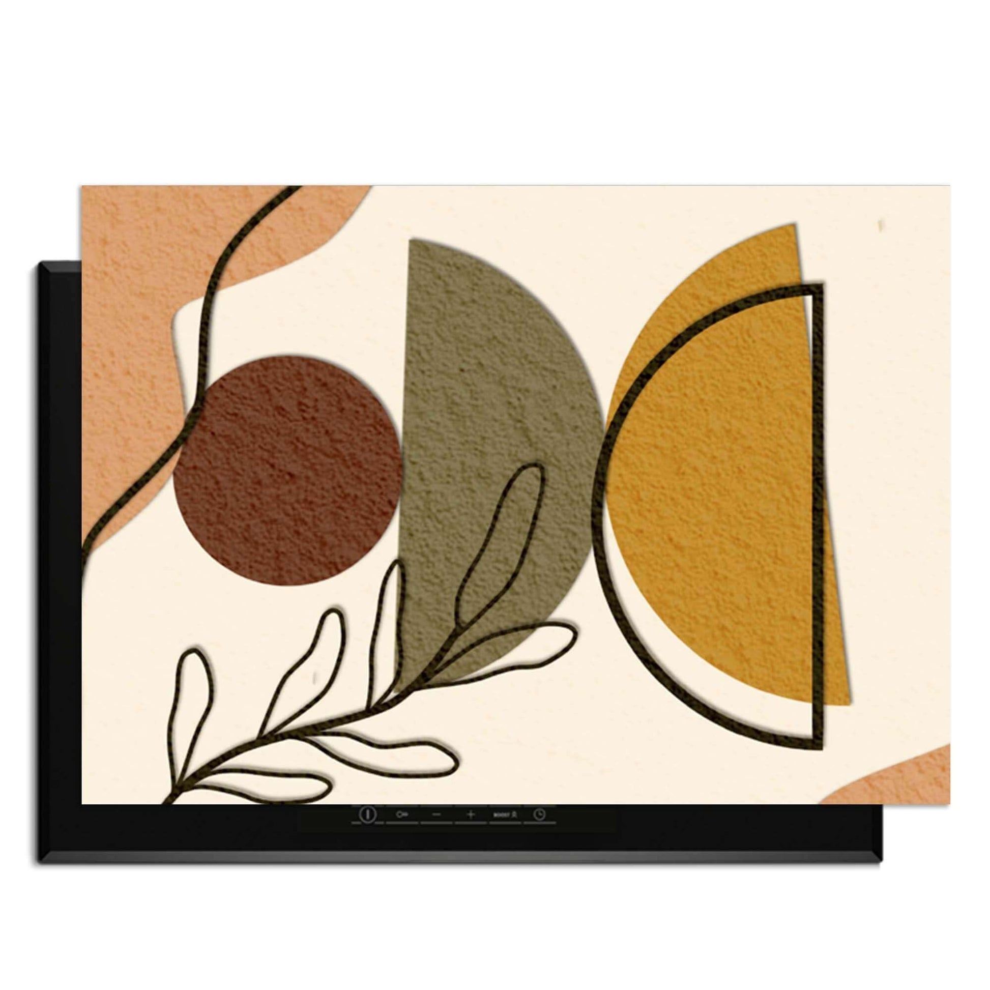 Earth Shapes - Japandi Induction Protector mit modernen organischen Formen und warmen Farben.