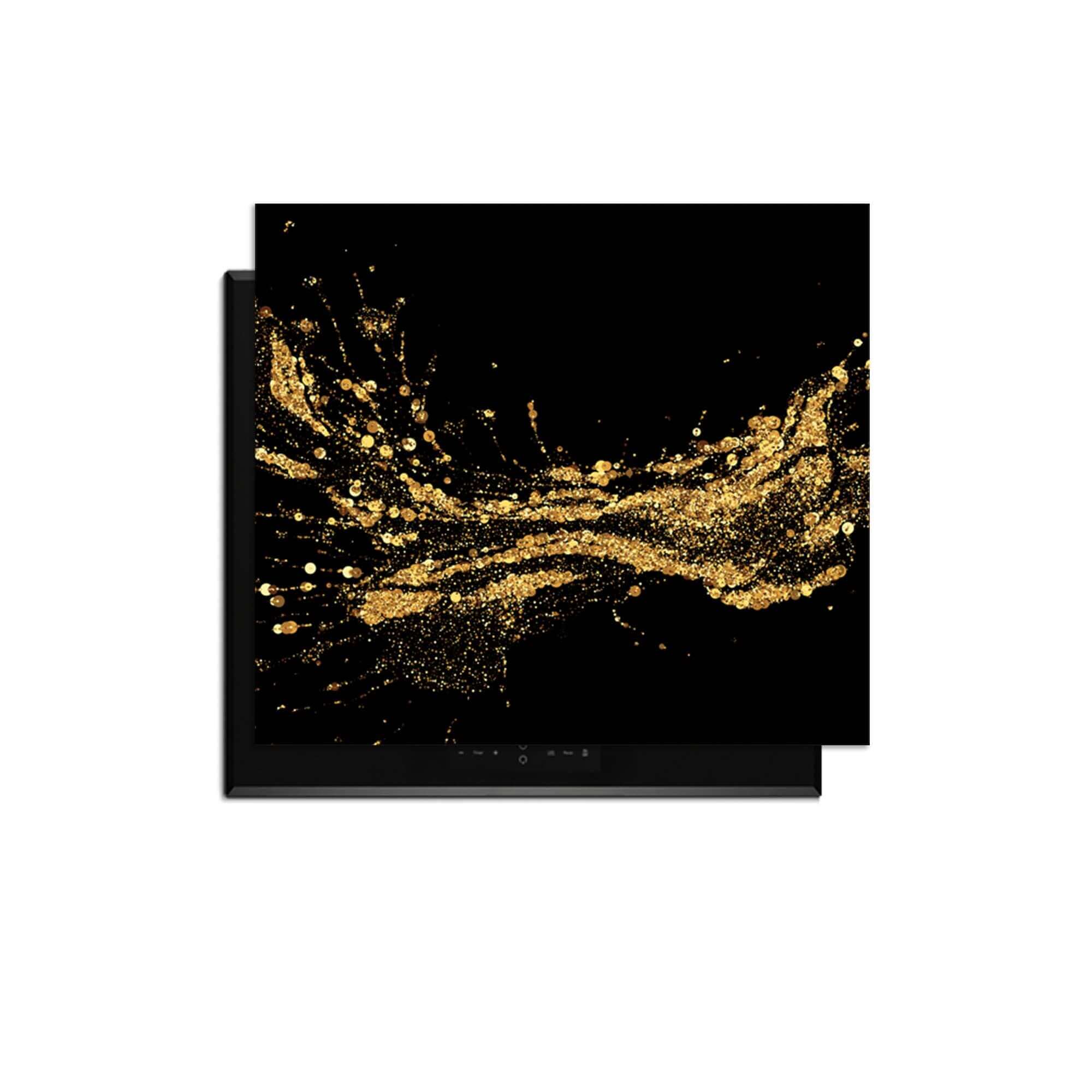 Golden Splash - Inductie Beschermer met luxe gouden spetters op een zwarte achtergrond.
