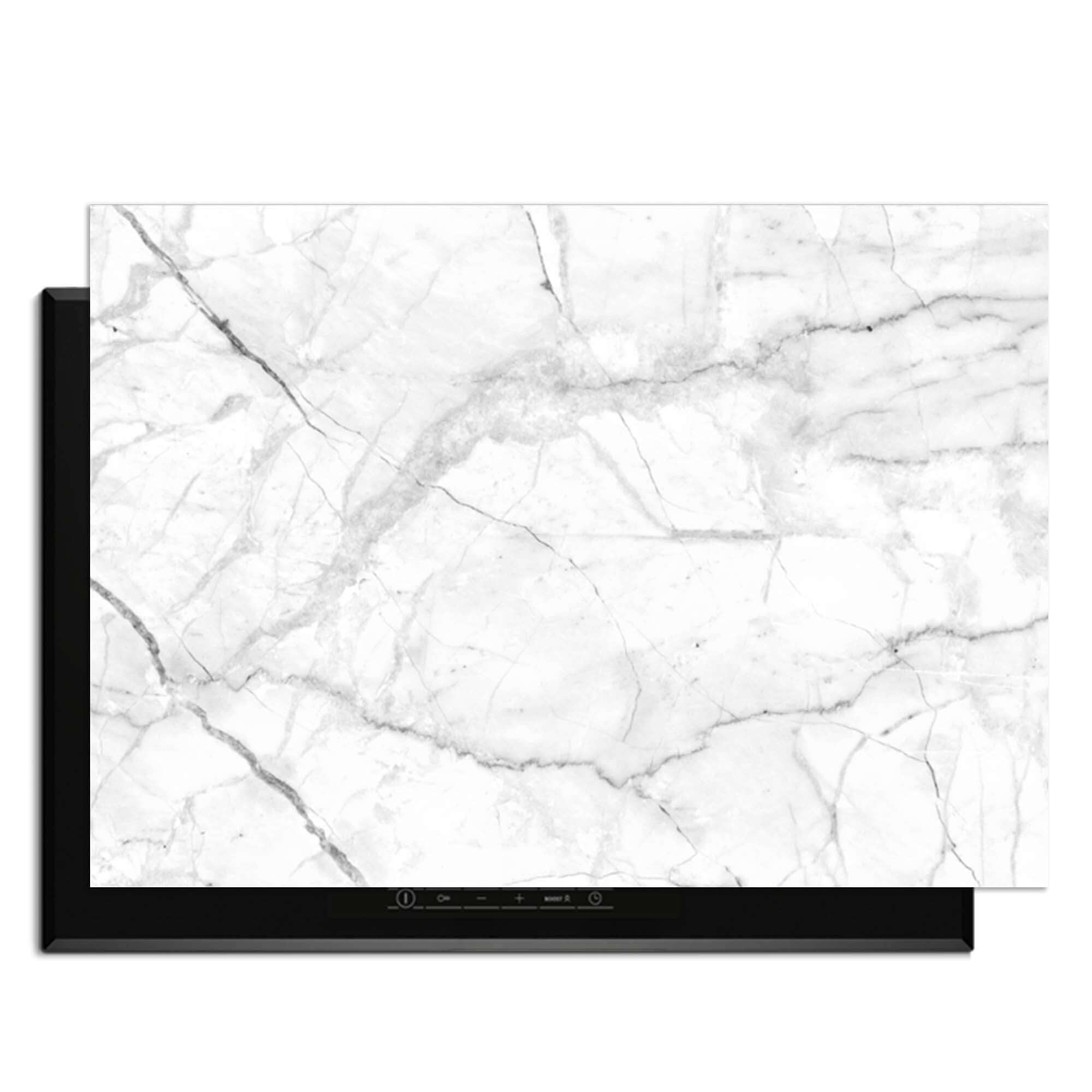 Carrara Light - Inductie Beschermer voor inductiekookplaat, gemaakt van hoogwaardig vinyl, elegant en functioneel.