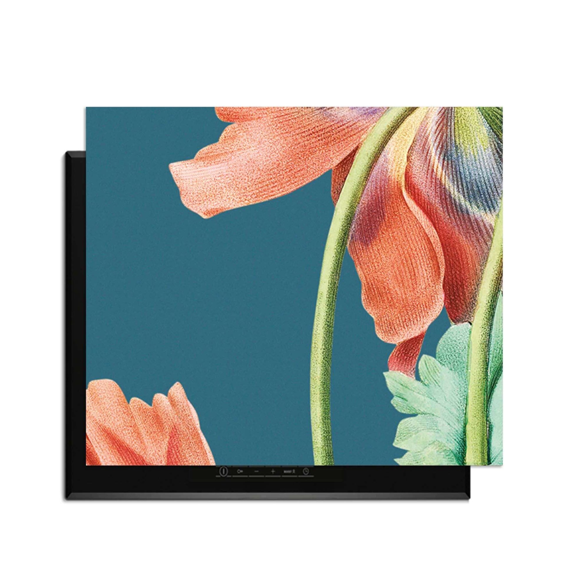 Blooming Grace – Inductie Beschermer met elegant bloemenontwerp op inductiekookplaat.