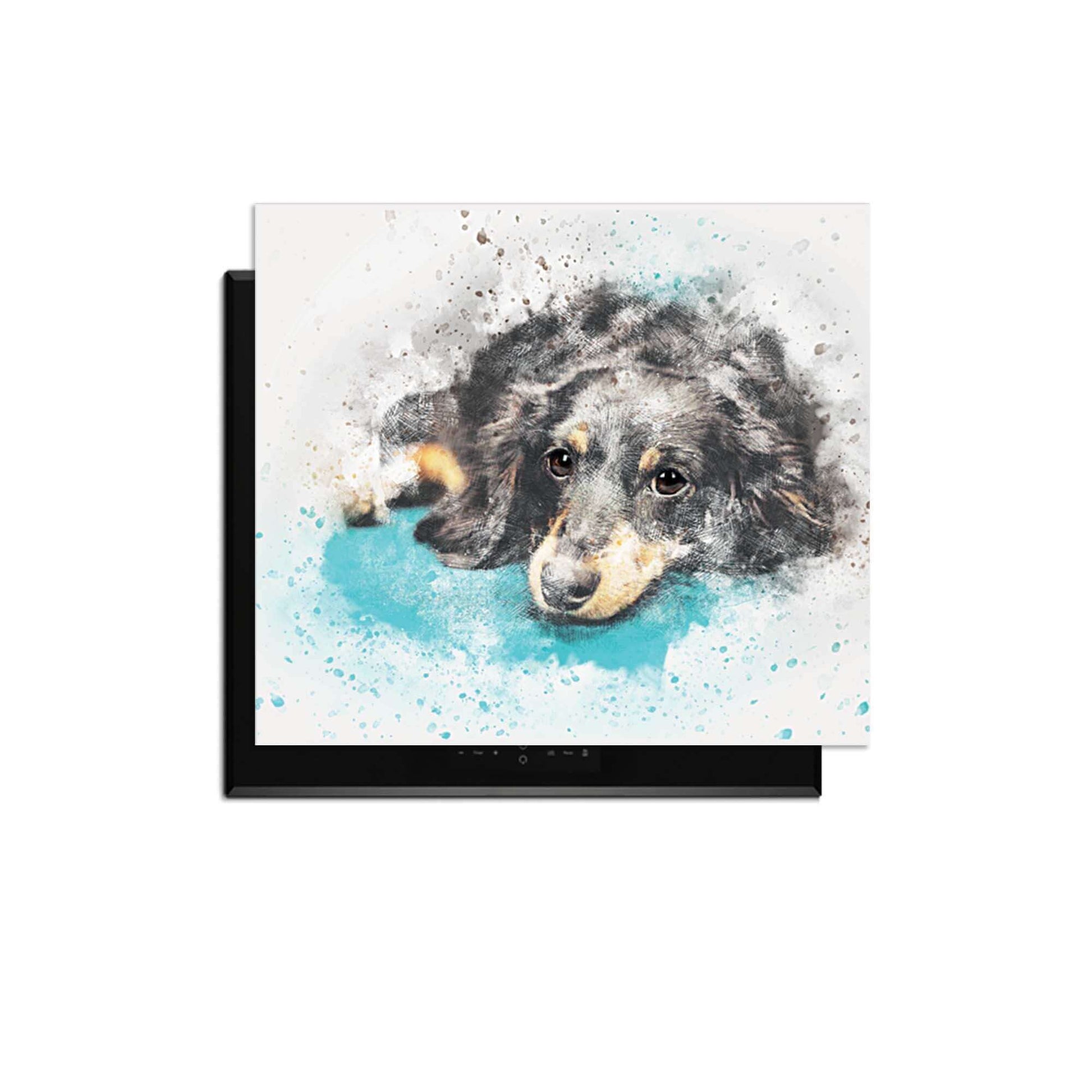 Dreamy Dachshund - Induktionsschutz mit niedlichem Aquarelldesign eines Dackels für die Küche.