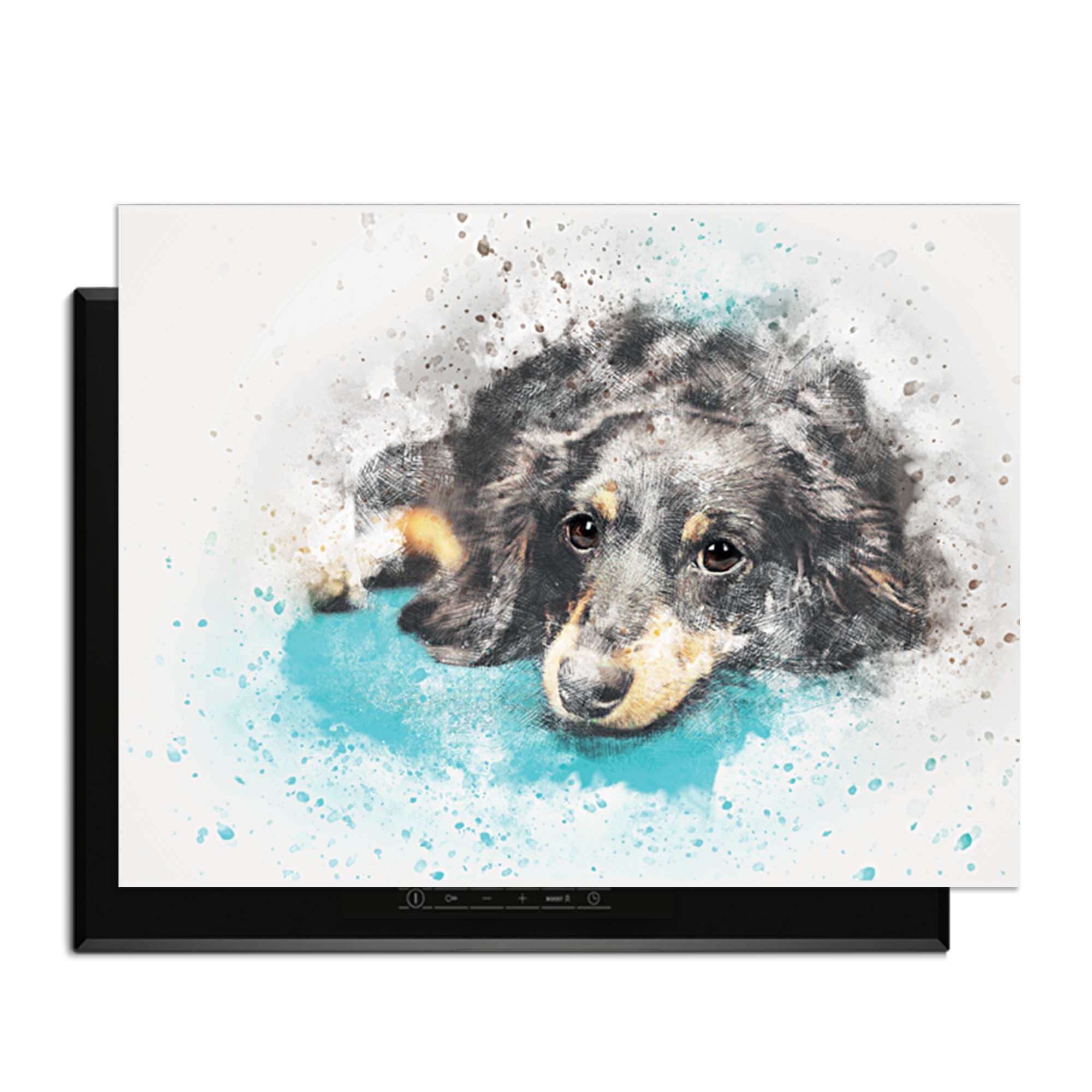 Dreamy Dachshund - Induktionsschutz mit niedlichem Aquarellmotiv eines verträumten Dackels
