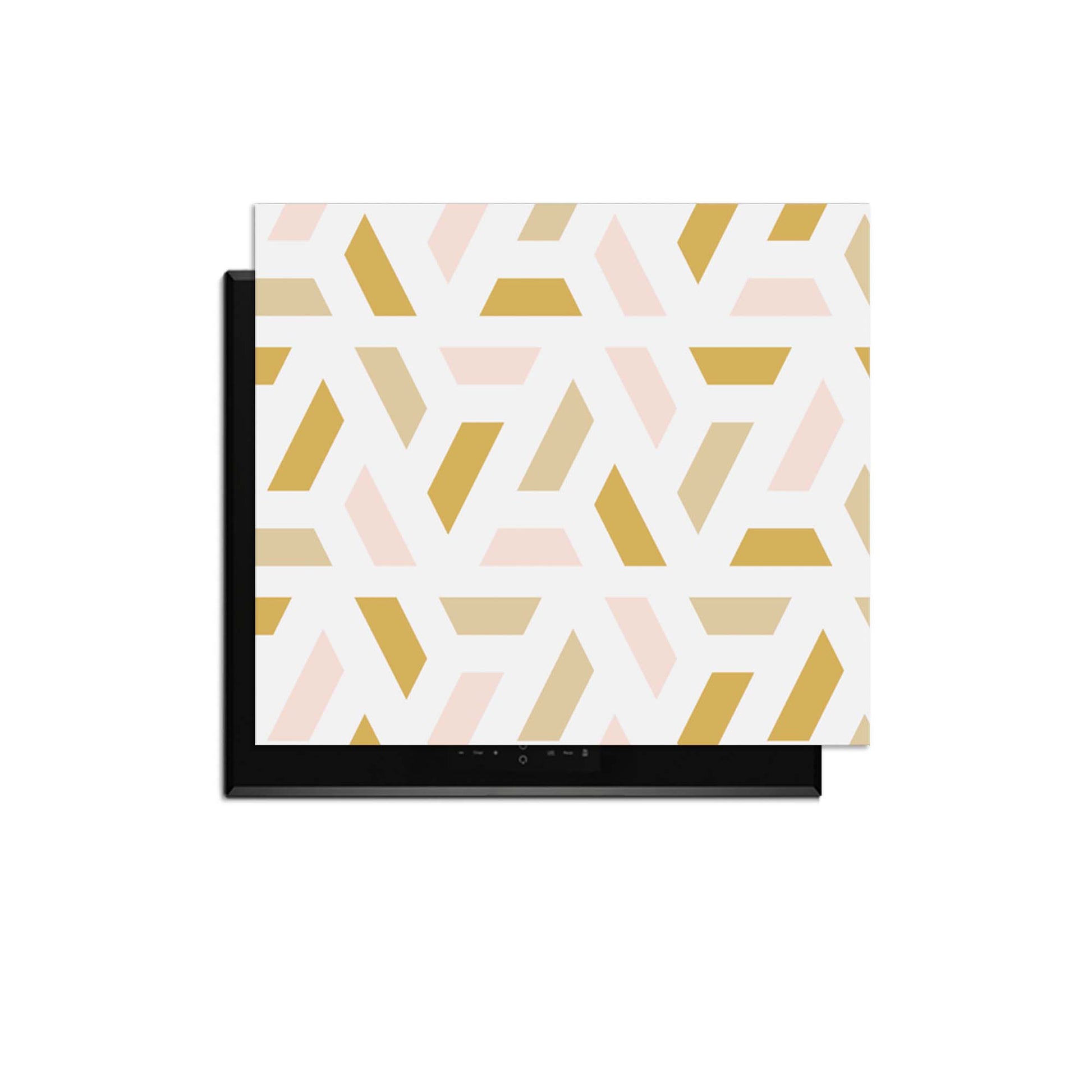 Pastel Harmony – Inductie Beschermer met geometrisch design in pastelkleuren voor een moderne keuken.