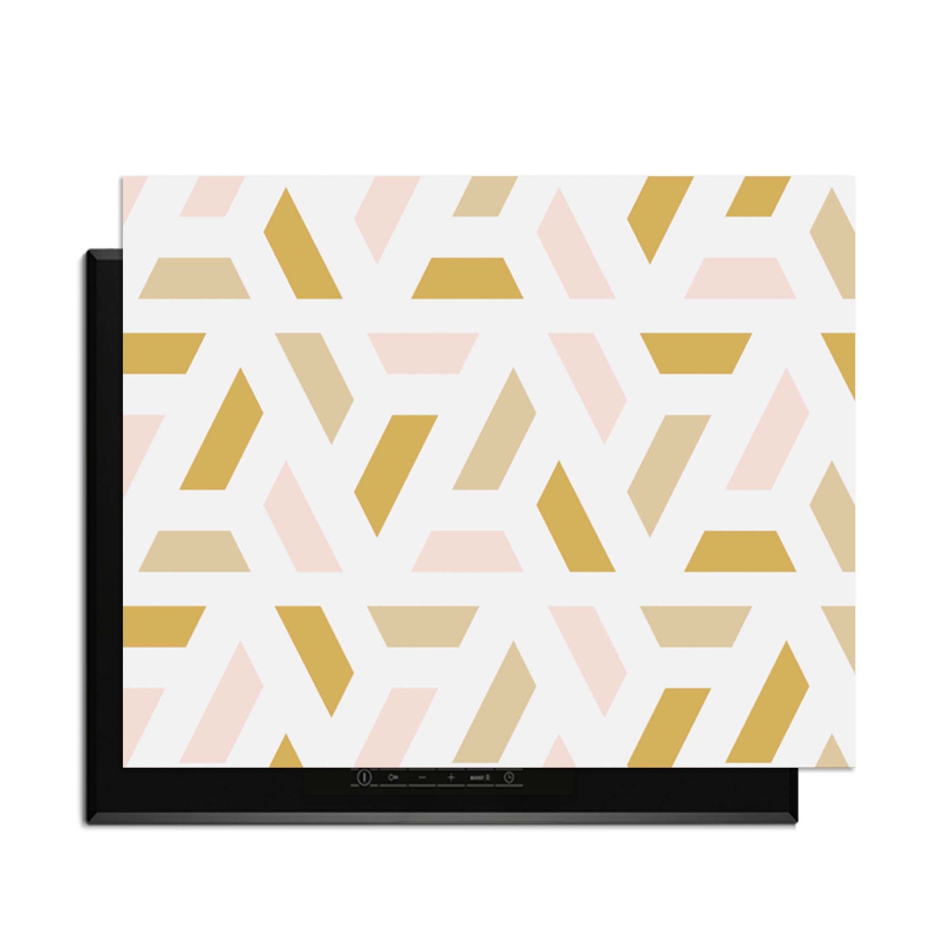 Pastel Harmony – Inductie Beschermer met geometrisch design in pastelkleuren voor een vrolijke keuken.