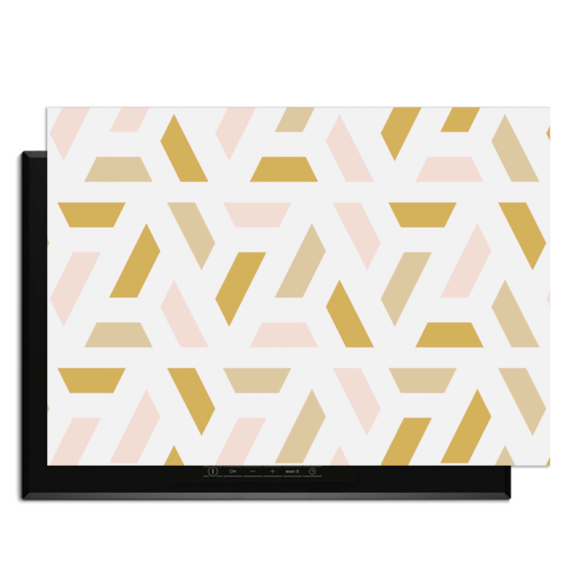 Pastel Harmony – Inductie Beschermer met geometrisch design in zachte pastelkleuren.