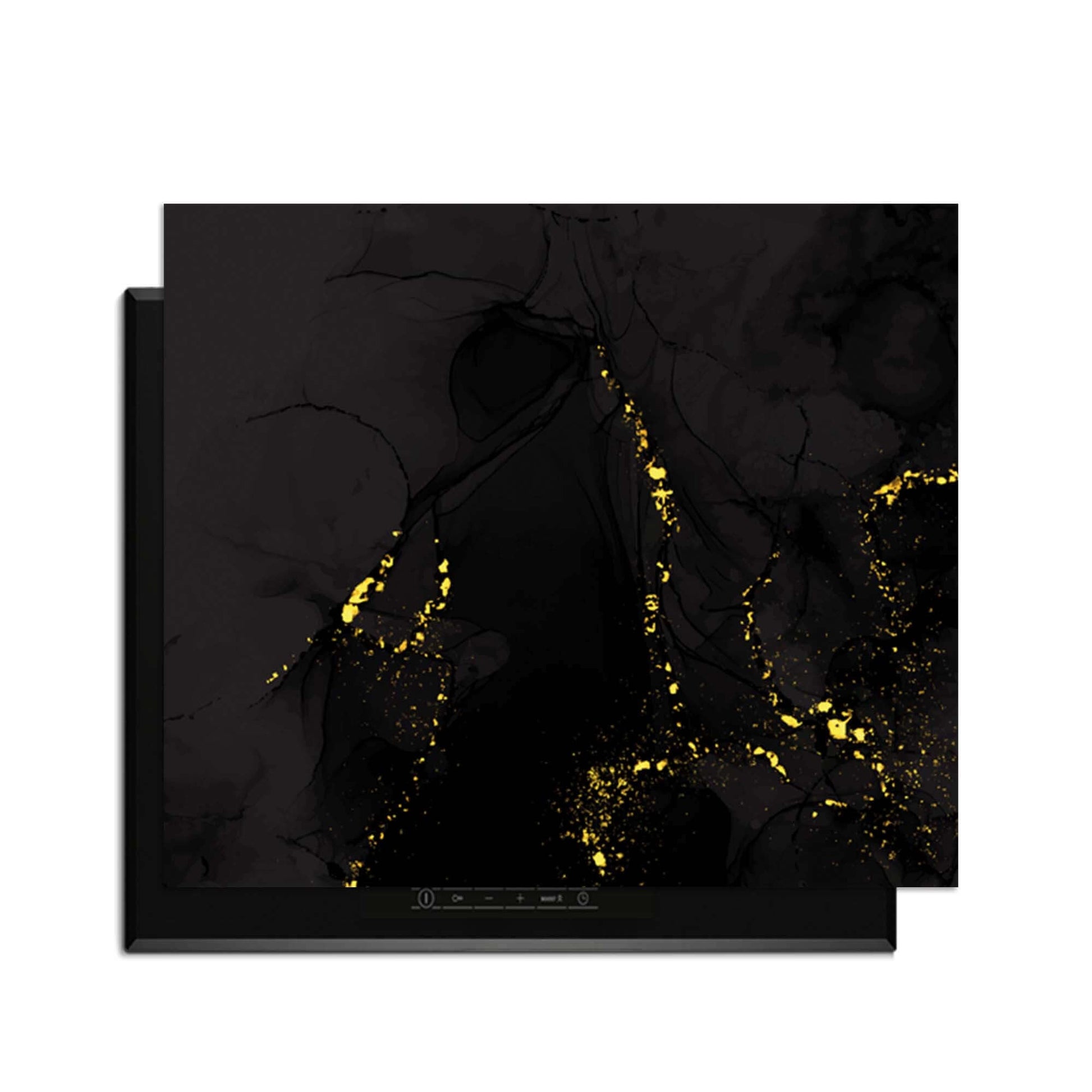 Black Marble Gold – Inductie Beschermer met luxe marmerlook en gouden accenten voor een stijlvolle keuken.