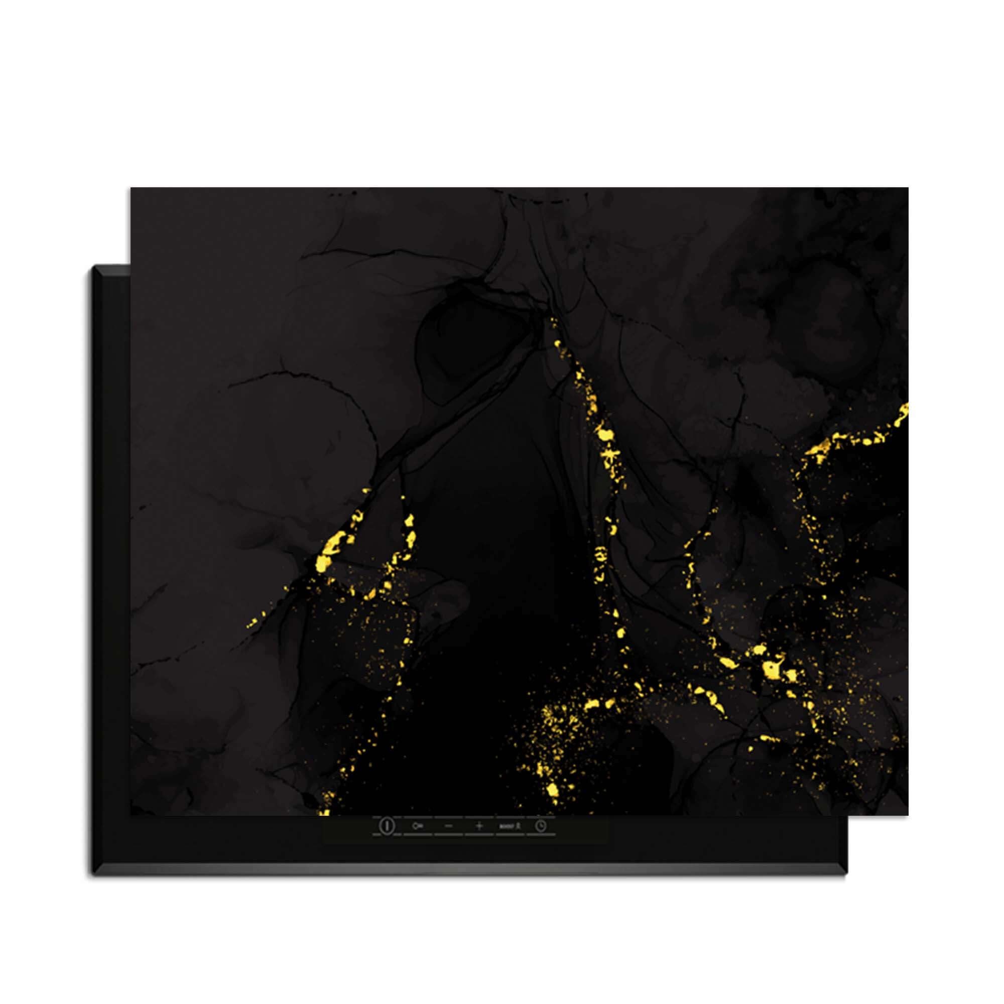 Black Marble Gold – Inductie Beschermer met luxe marmerlook en goudaccenten.