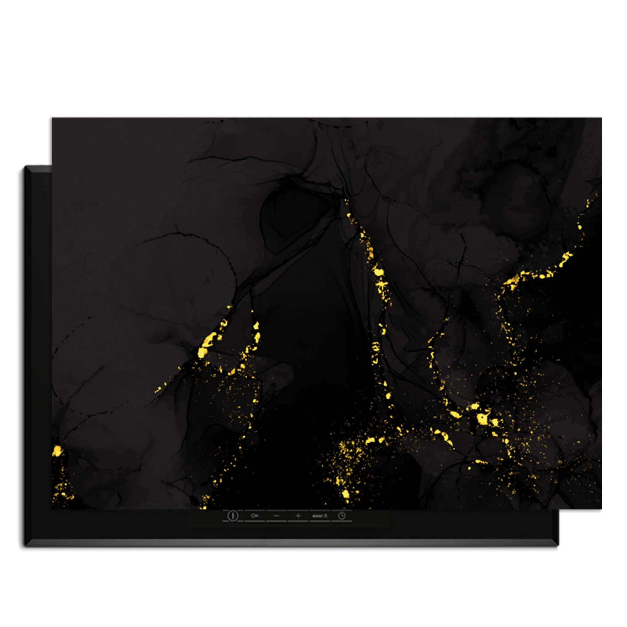 Black Marble Gold – Inductie Beschermer met luxe marmerlook en goudaccenten.