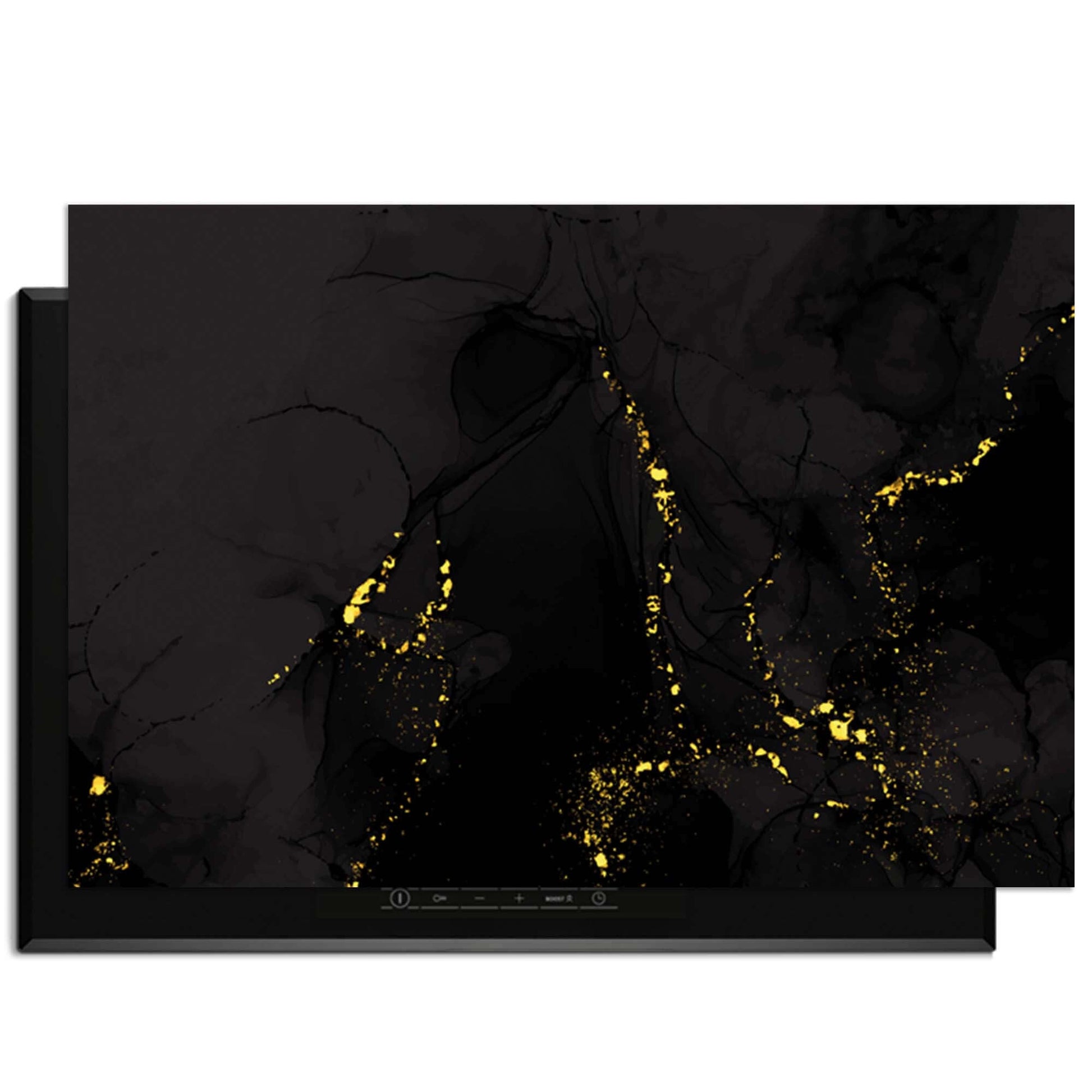 Black Marble Gold – Inductie Beschermer met luxe marmerlook en gouden accenten.
