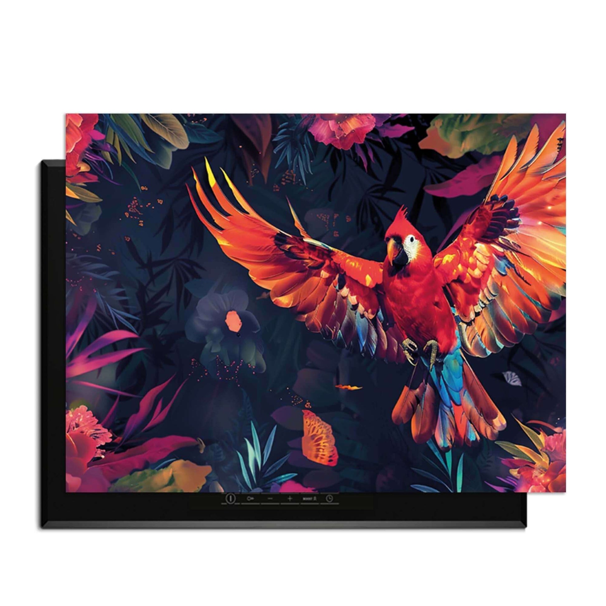 Tropical Wings - Induktionsschutz mit bunten tropischen Vögeln und Blumen